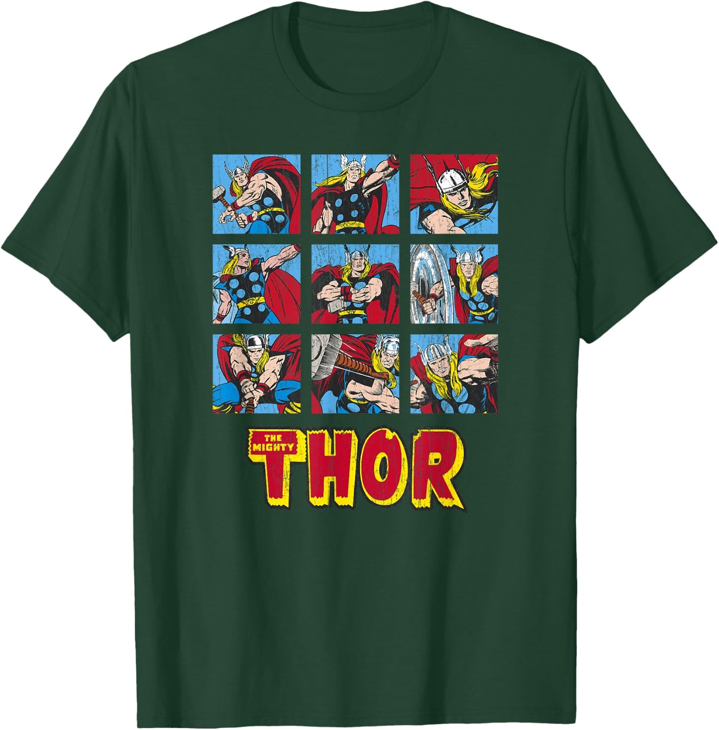 Marvel Avengers Vintage Thor Comic Battle Scenes T-Shirt - T-Shirt | Forest