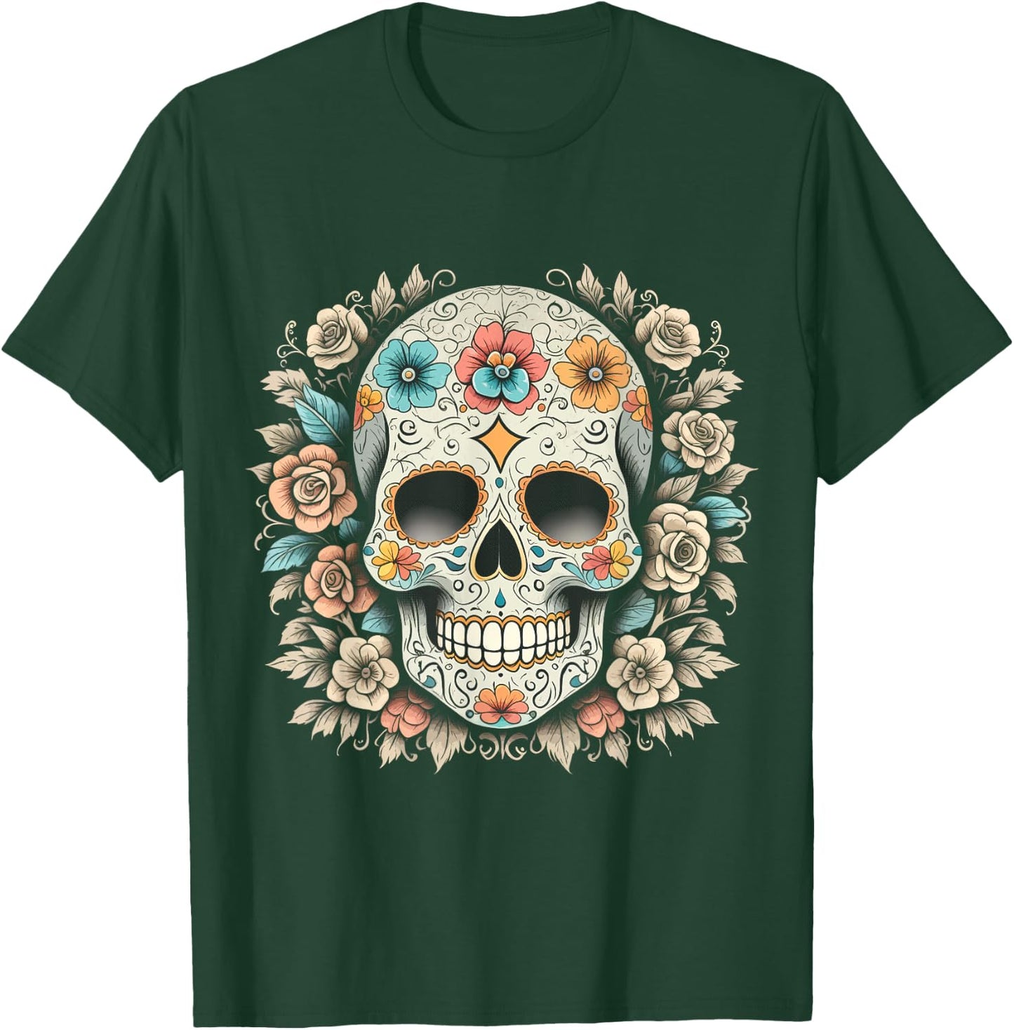 De Los Muertos Day of the Dead Sugar Skull Halloween Women T-Shirt - T-Shirt | Forest