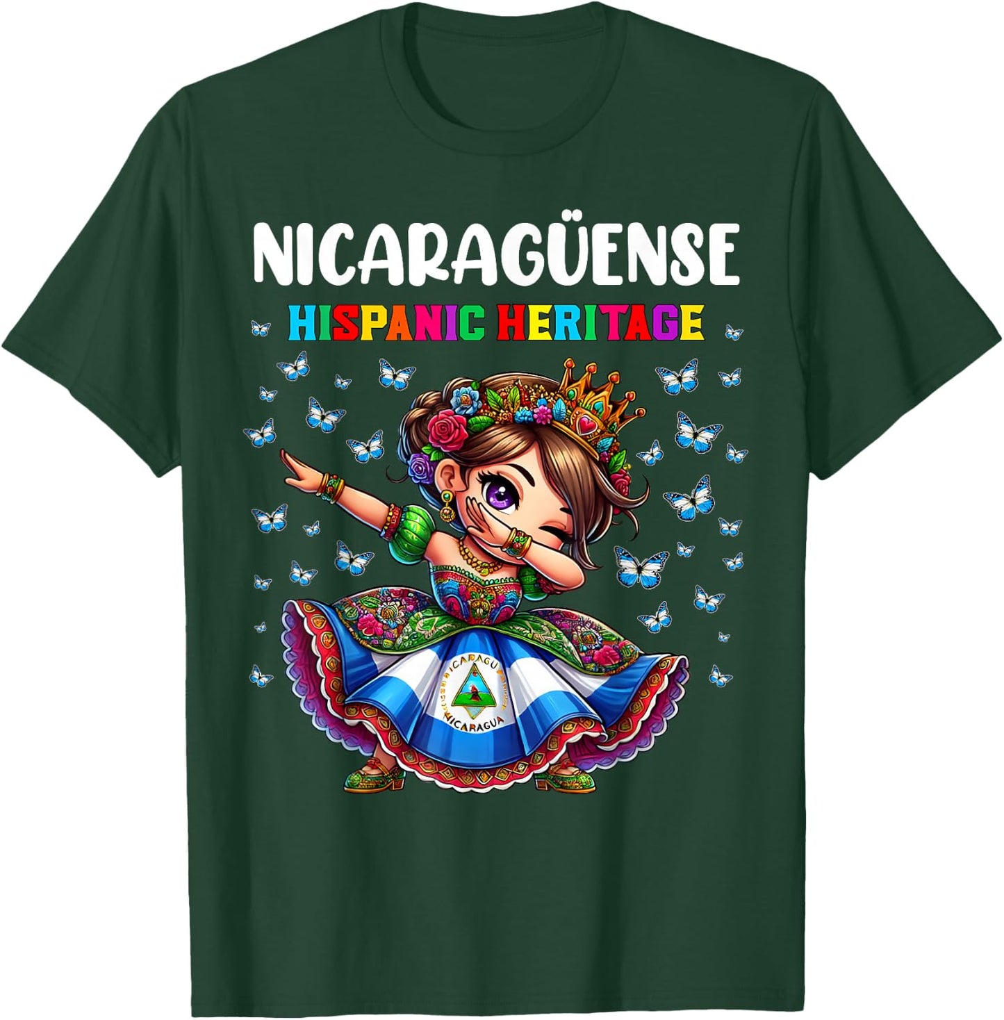 Nicaragua Hispanic Heritage Month Celebration girls kids T-Shirt - T-Shirt | Forest