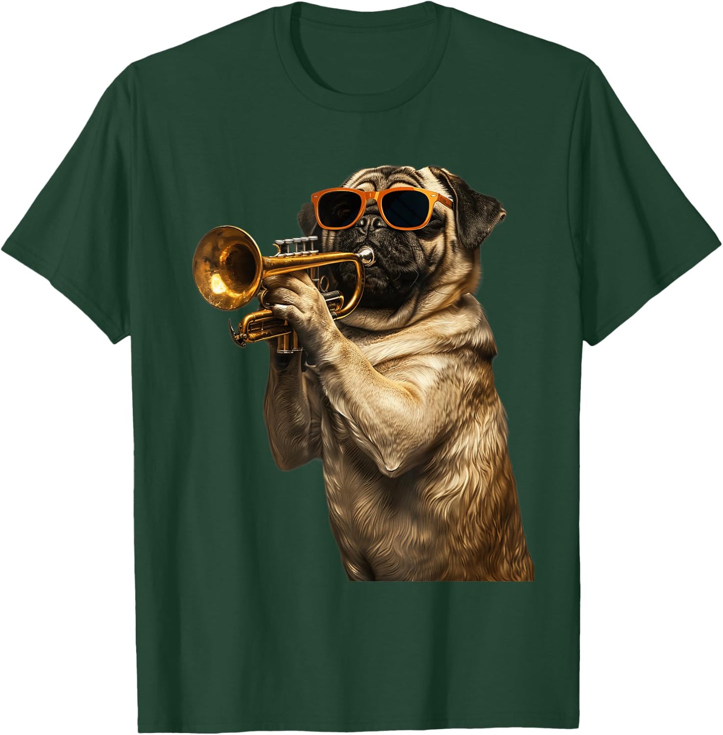 Pug Trumpet T-Shirt - T-Shirt | Forest