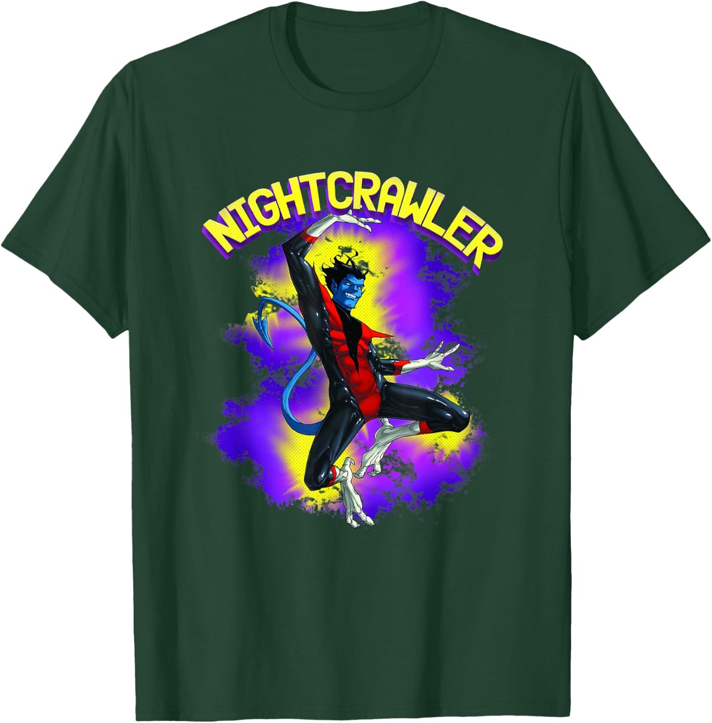 Marvel X-Men Nightcrawler Epic Leap Retro Logo T-Shirt - T-Shirt | Forest