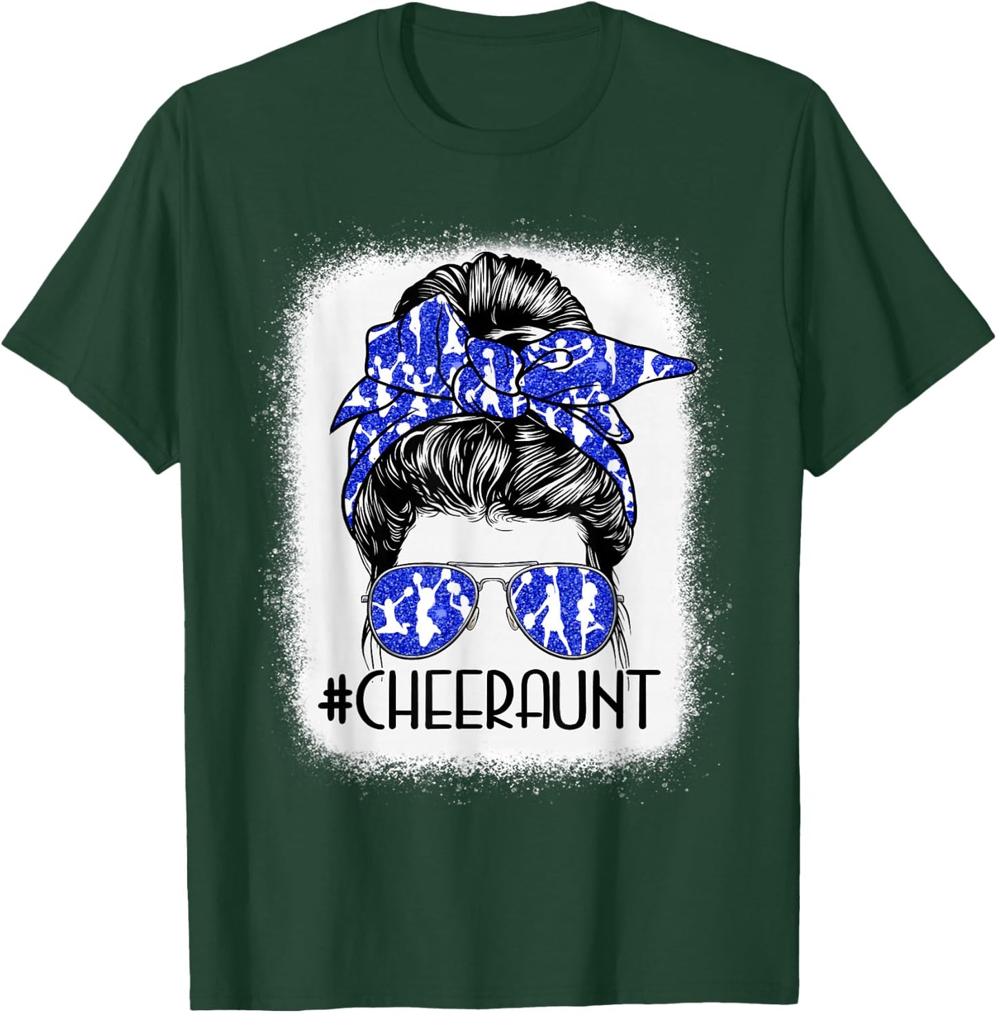 Messy Bun Cheer Aunt Cheerleader Mom Mothers Day Women T-Shirt - T-Shirt | Forest