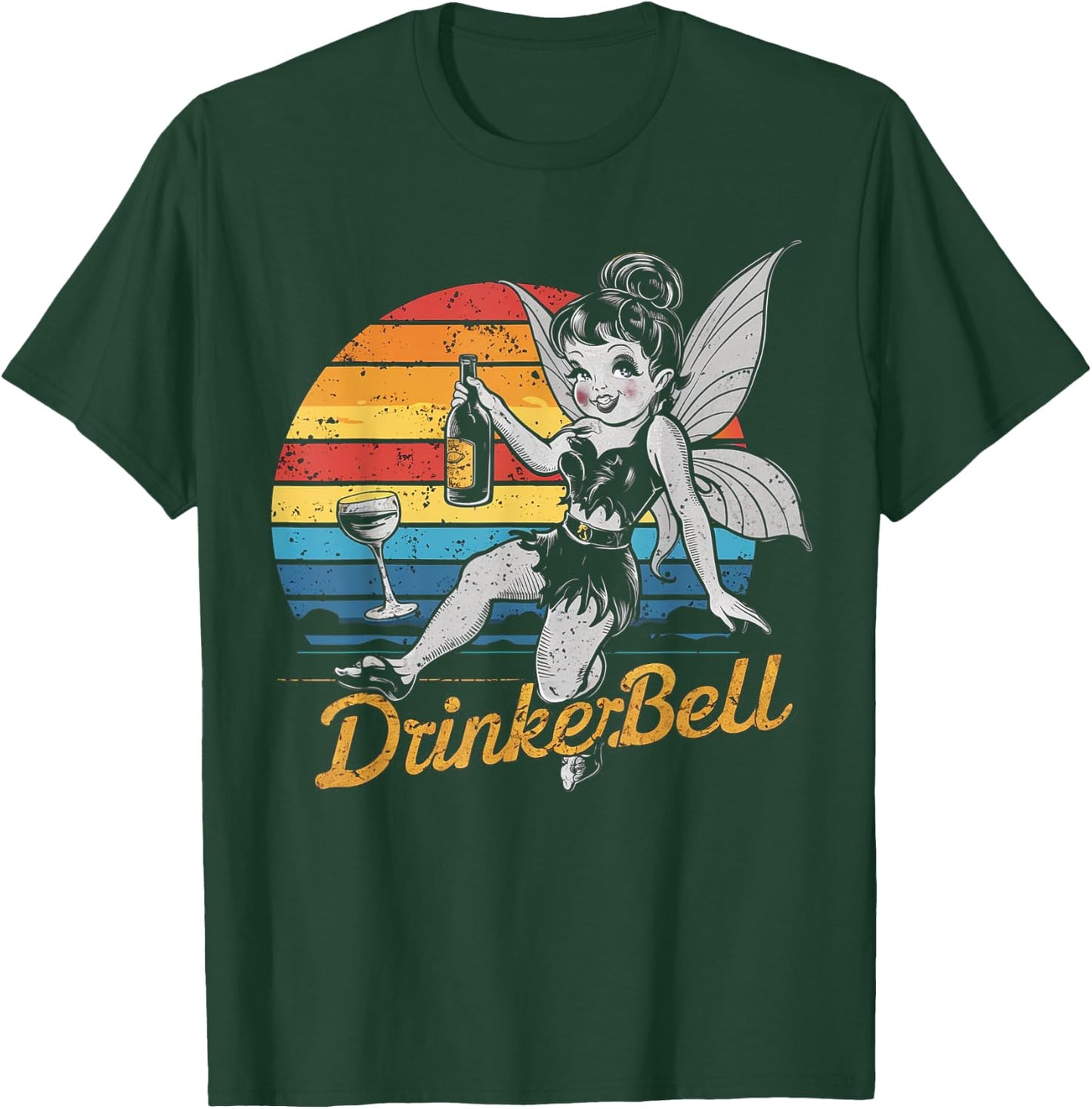 Vintage retro sunset Drinkerbell Funny Drinking Funny Saying T-Shirt - T-Shirt | Forest