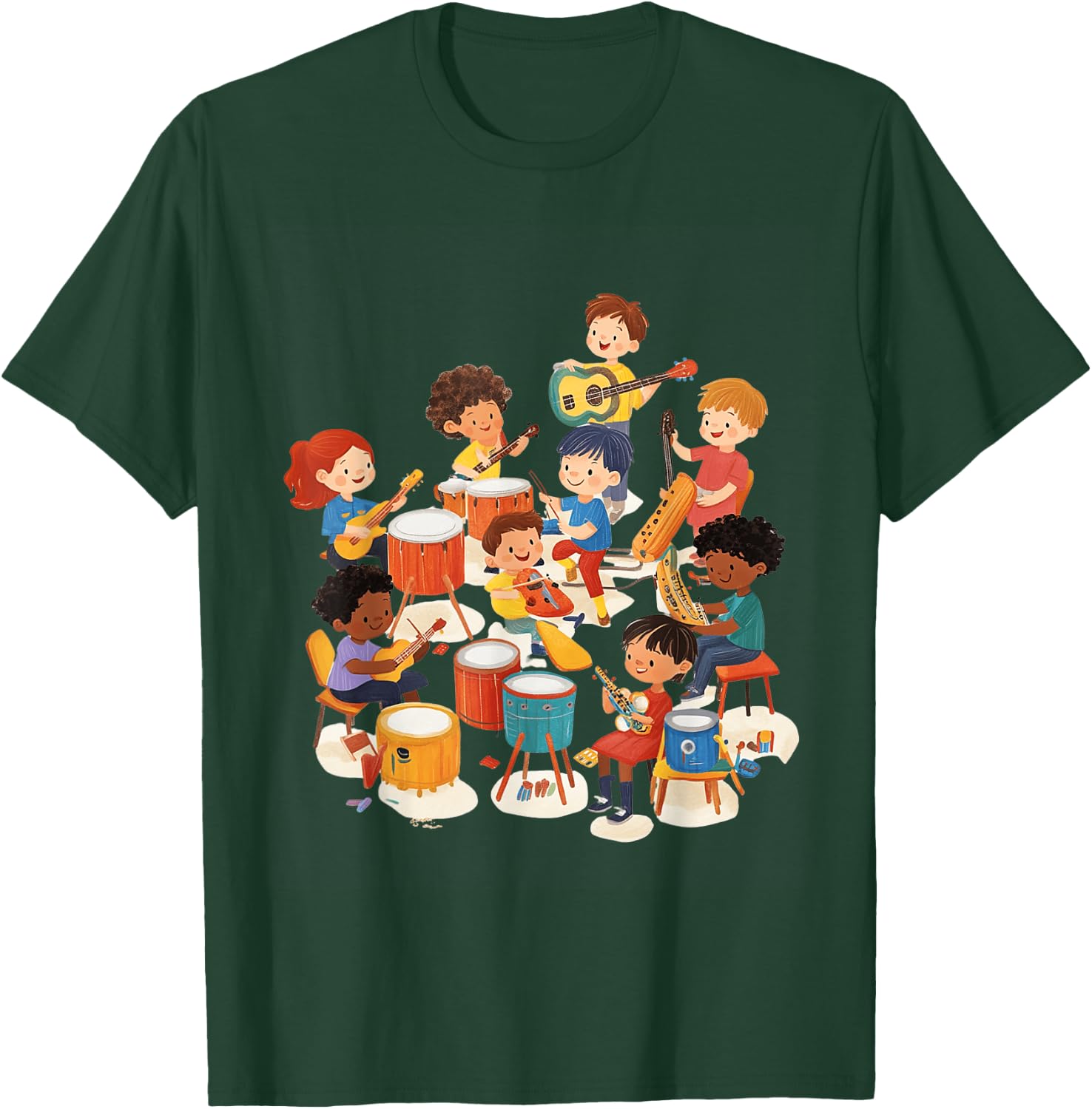 Kids Playing Instruments Music Education T-Shirt - T-Shirt | Forest