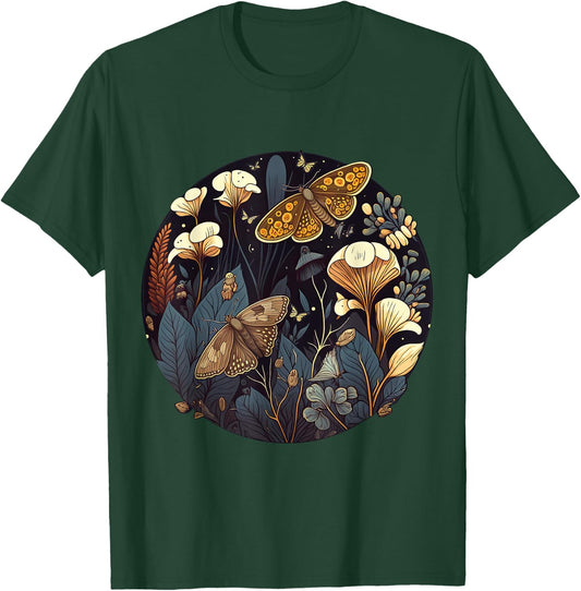 Cute Cottagecore Floral moth Aesthetic Girls Women Graphic T-Shirt - T-Shirt | Forest