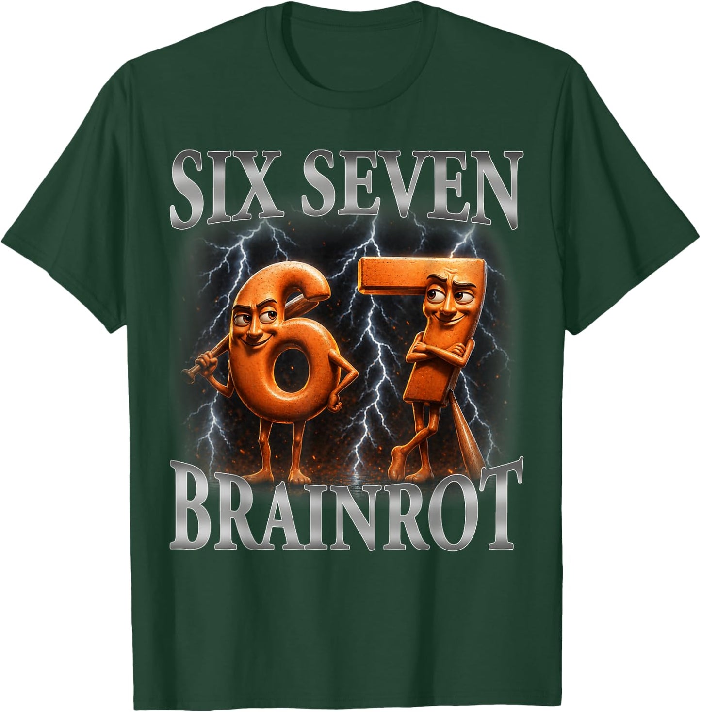 Funny 67 Italian Brainrot Tung Tung Sahur Six Seven T-Shirt - T-Shirt | Forest