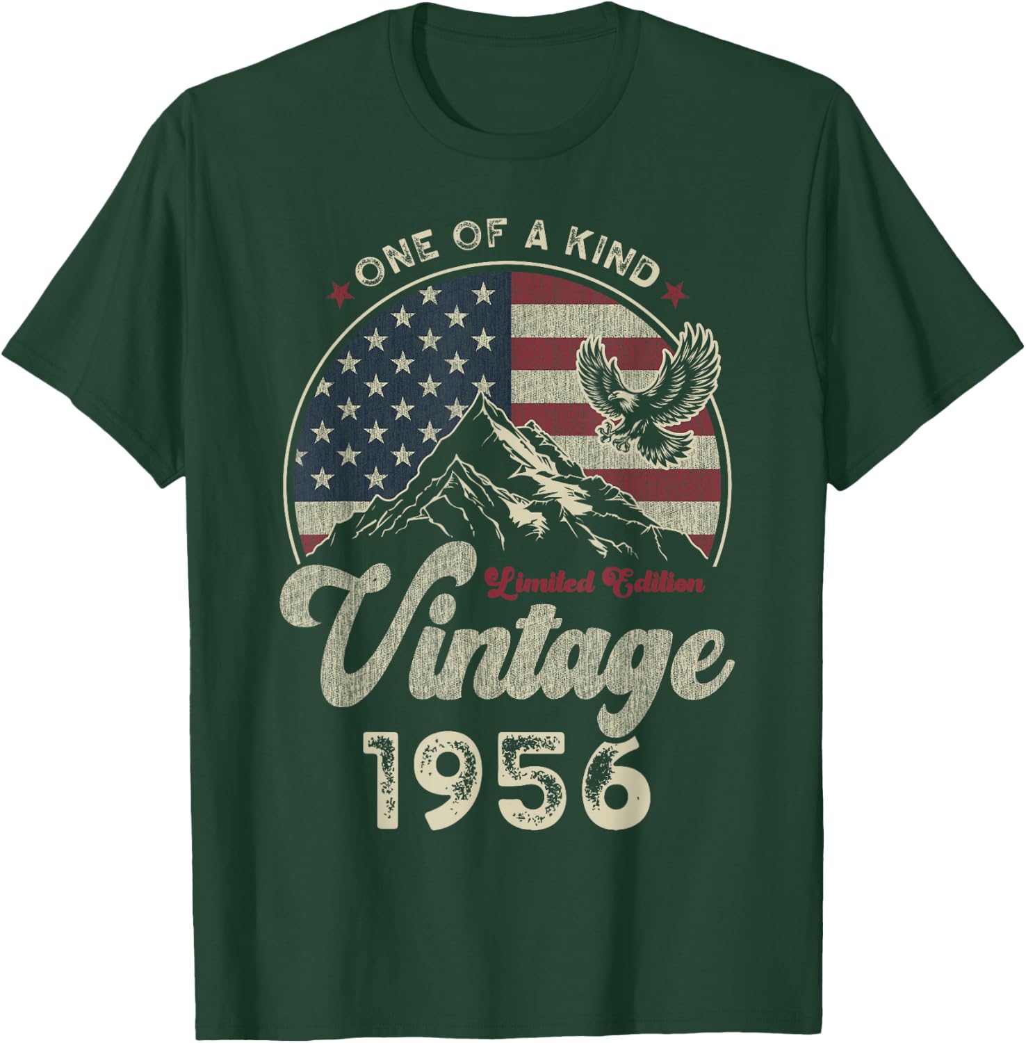 Vintage 1956 American Flag 70th Birthday Patriotic Eagle T-Shirt - T-Shirt | Forest