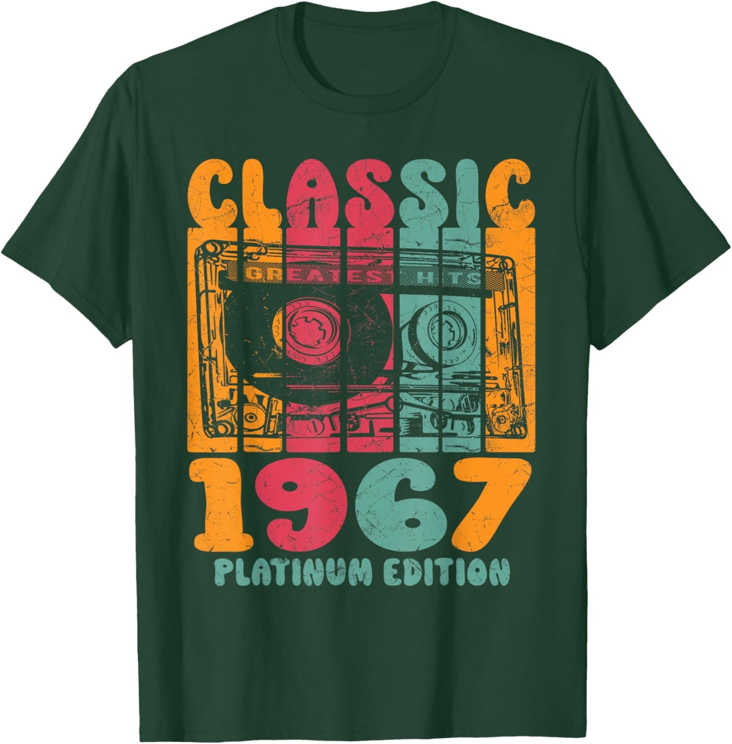 Born In 1967, Retro Mix Tape Platinum Edition 1967 Birthday T-Shirt - T-Shirt | Forest