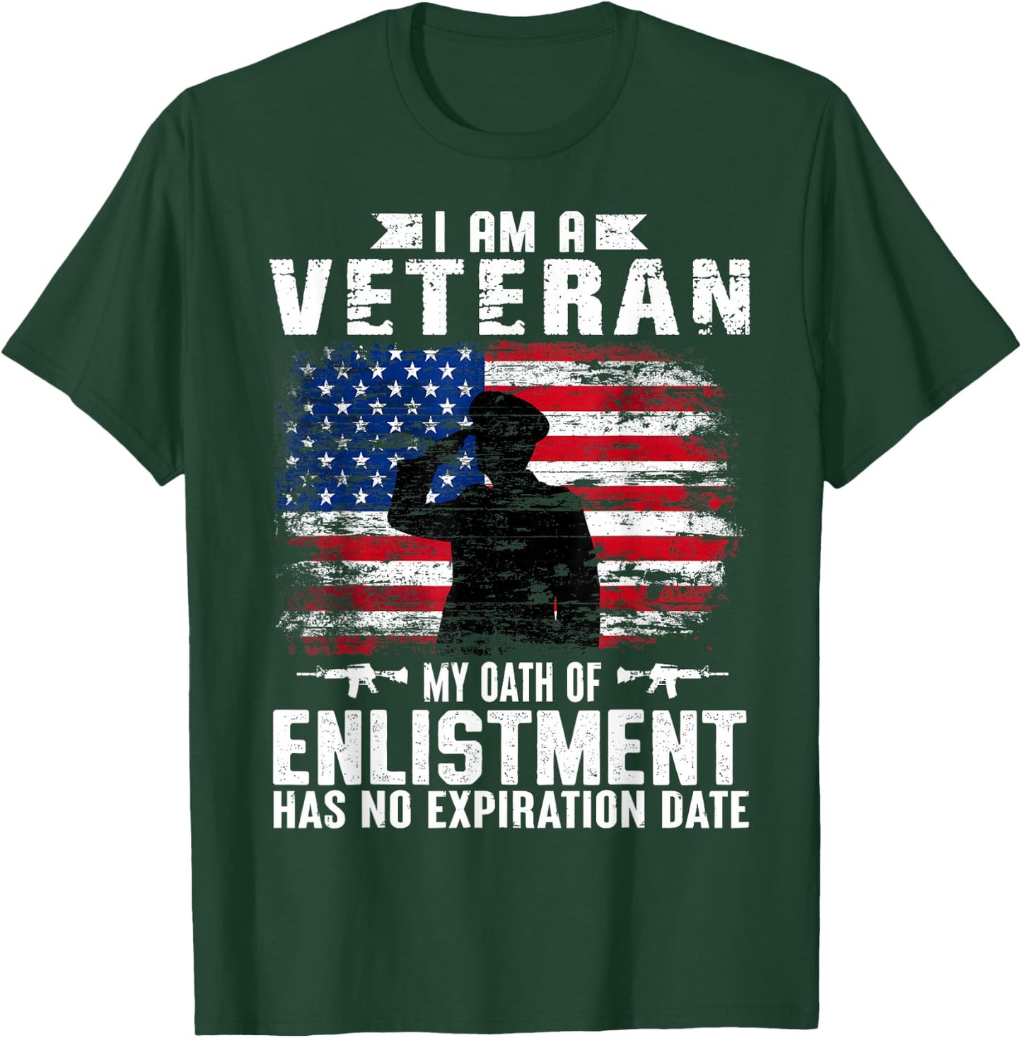 Support Military Veterans I Am A Veteran My Oath Of Enlistment Has No Expiration Date , Small, Black T-Shirt - T-Shirt | Forest