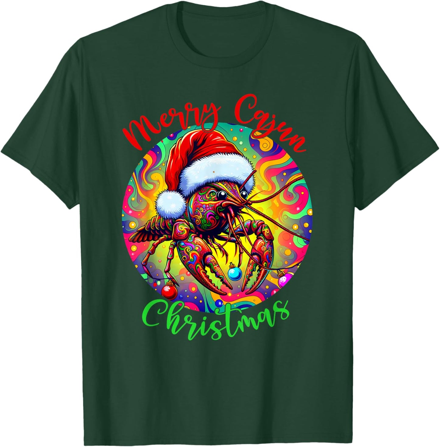 Merry Cajun Christmas Crawfish Santa Claus T-Shirt - T-Shirt | Forest