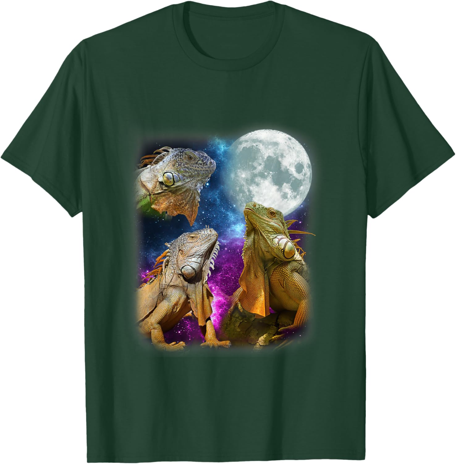 Three Iguanas Howling At The Moon Funny Lover Animals T-Shirt - T-Shirt | Forest
