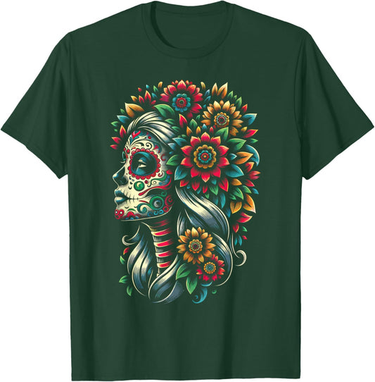 De Los Muertos La Catrina Day of the Dead Sugar Skull Women T-Shirt - T-Shirt | Forest