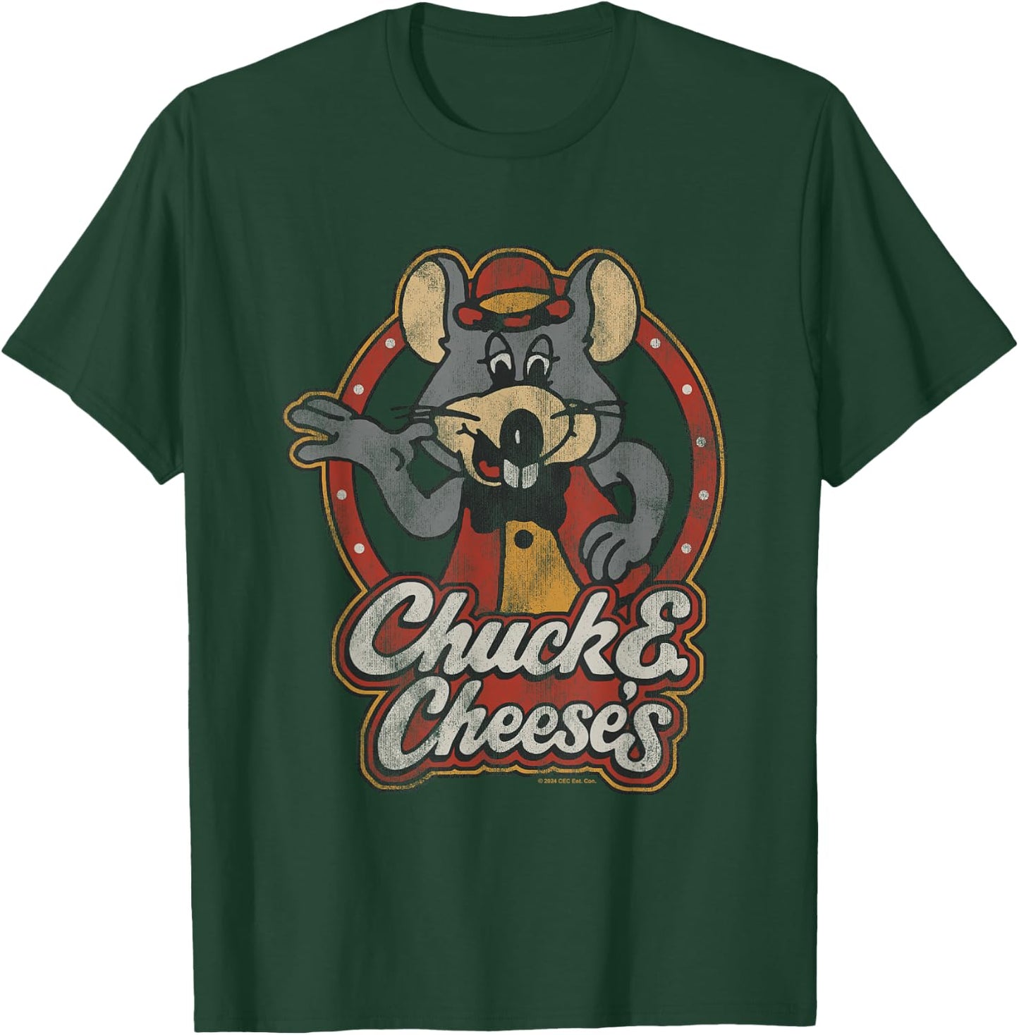 Chuck E. Cheese Classic Entertainer Portrait Distressed T-Shirt - T-Shirt | Forest