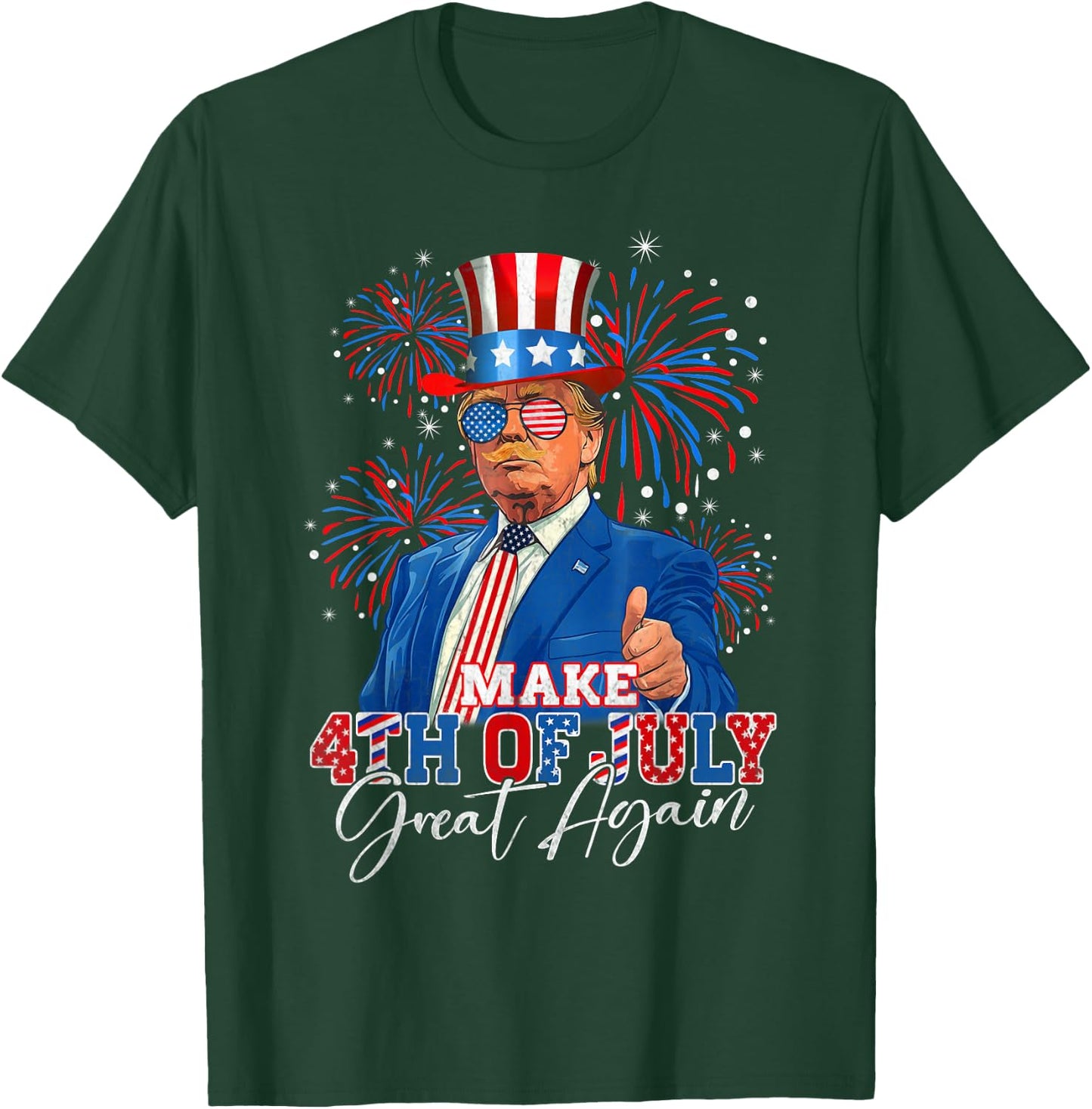 Make 4th of July Great Again Patriotic Firework Donald Trump T-Shirt - T-Shirt | Forest