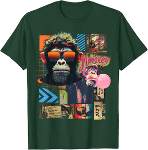 Monkey | Frontprint | Art Graphic Animal Artwork Monkey T-Shirt - T-Shirt | Forest