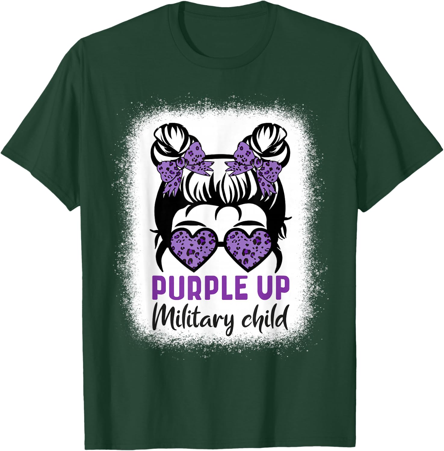 Purple Up For Military Kids - Month Military Child Messy Bun T-Shirt - T-Shirt | Forest