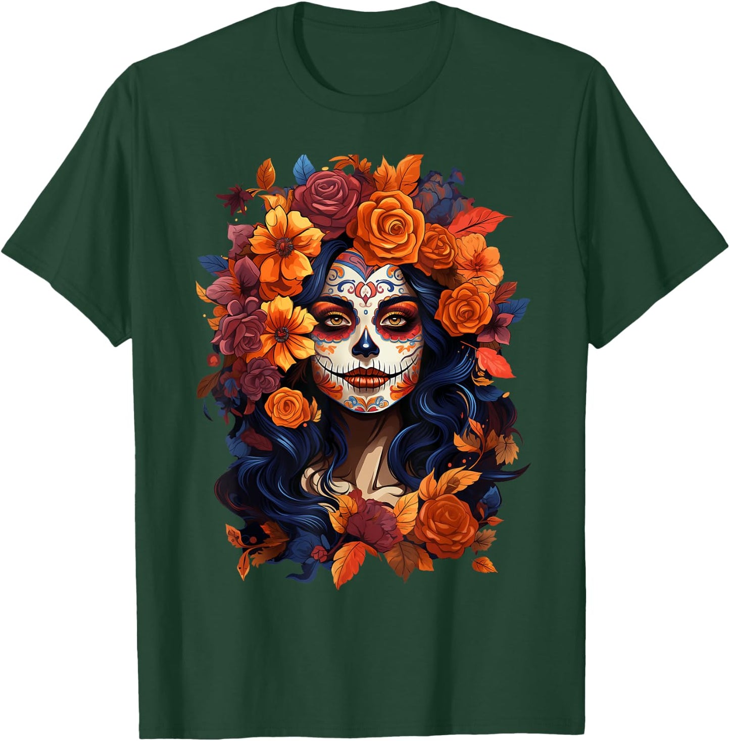 Dia De Los Muertos Mexican Sugar Skull Day Of The Dead Women T-Shirt - T-Shirt | Forest