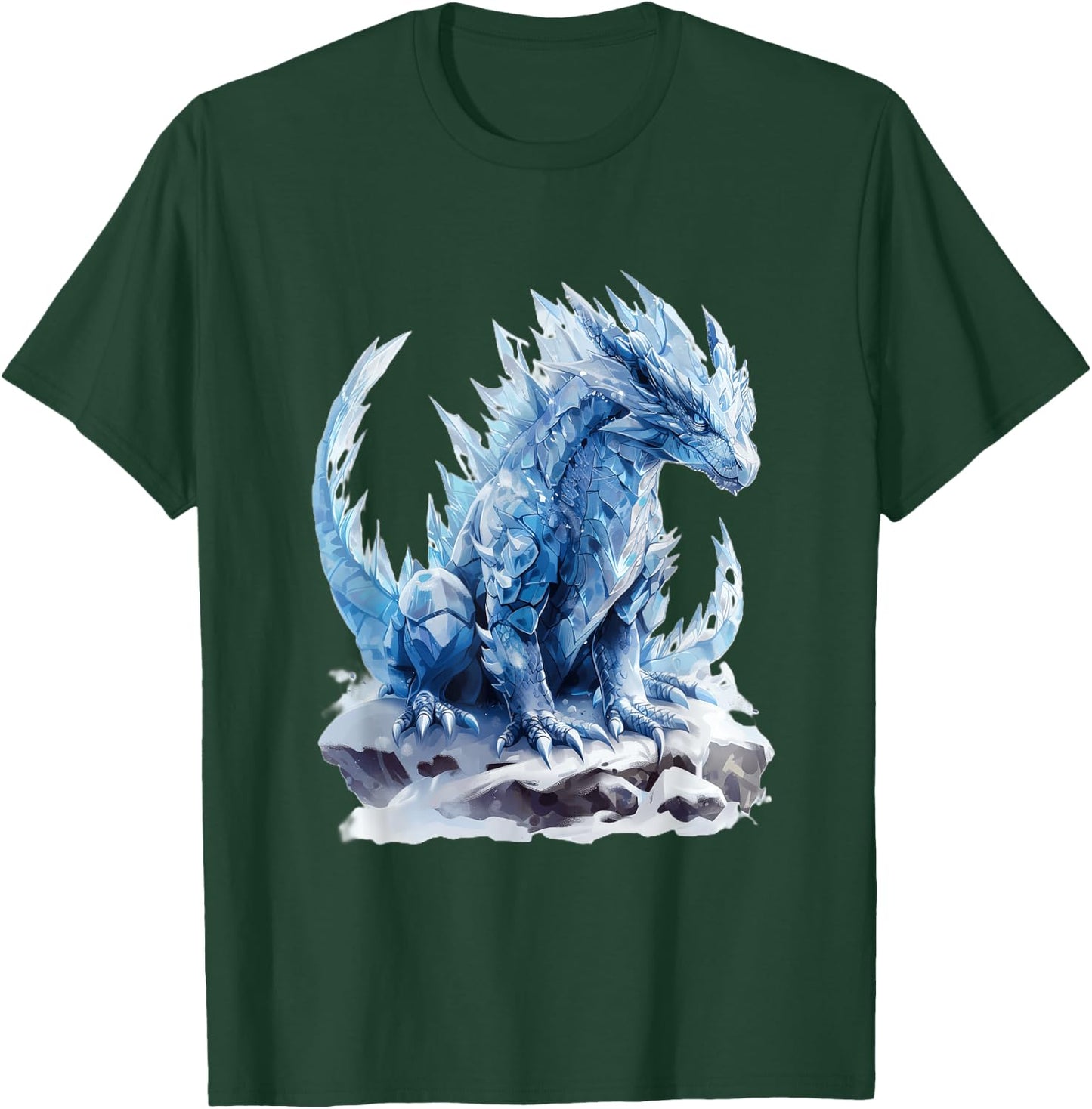 Majestic Icy Blue Dragon in Winter T-Shirt - T-Shirt | Forest