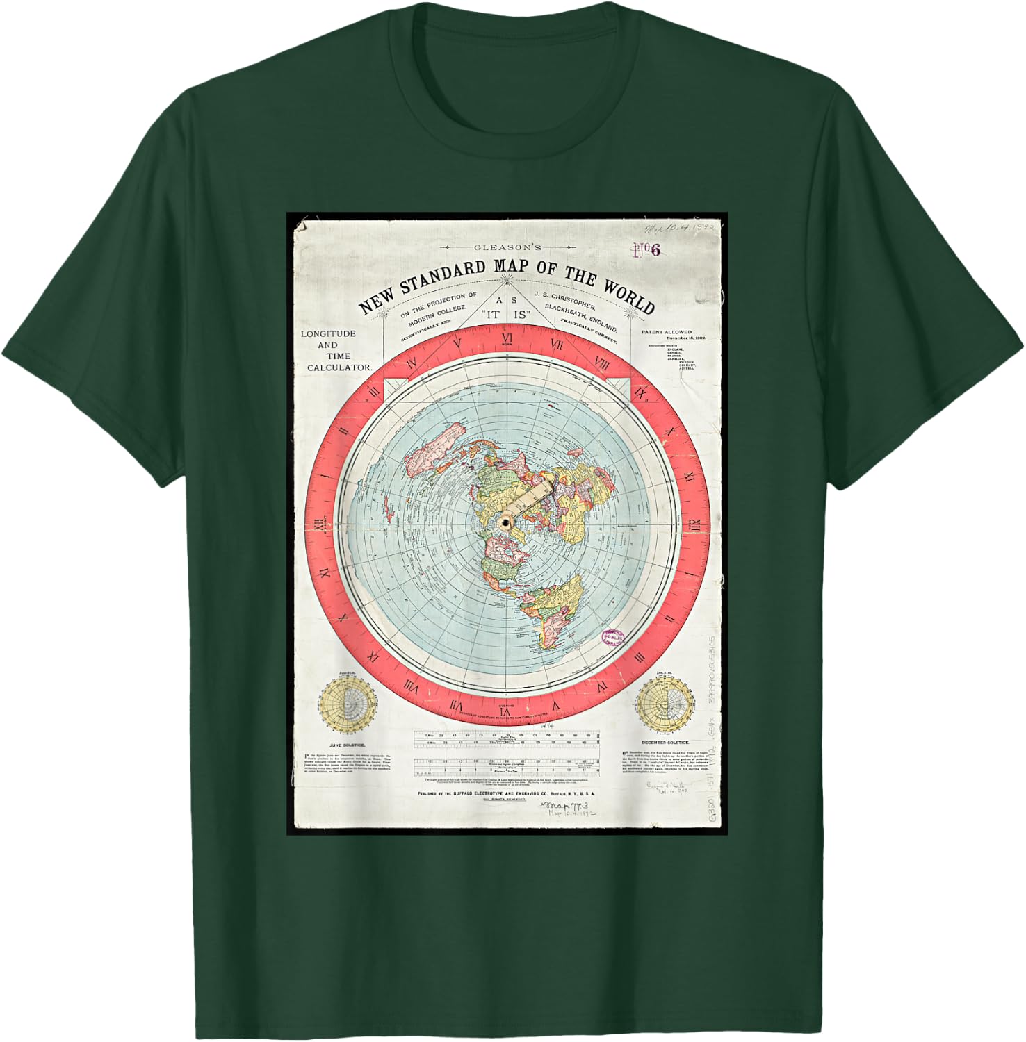 Gleason's new standard map of the world globe T-Shirt - T-Shirt | Forest