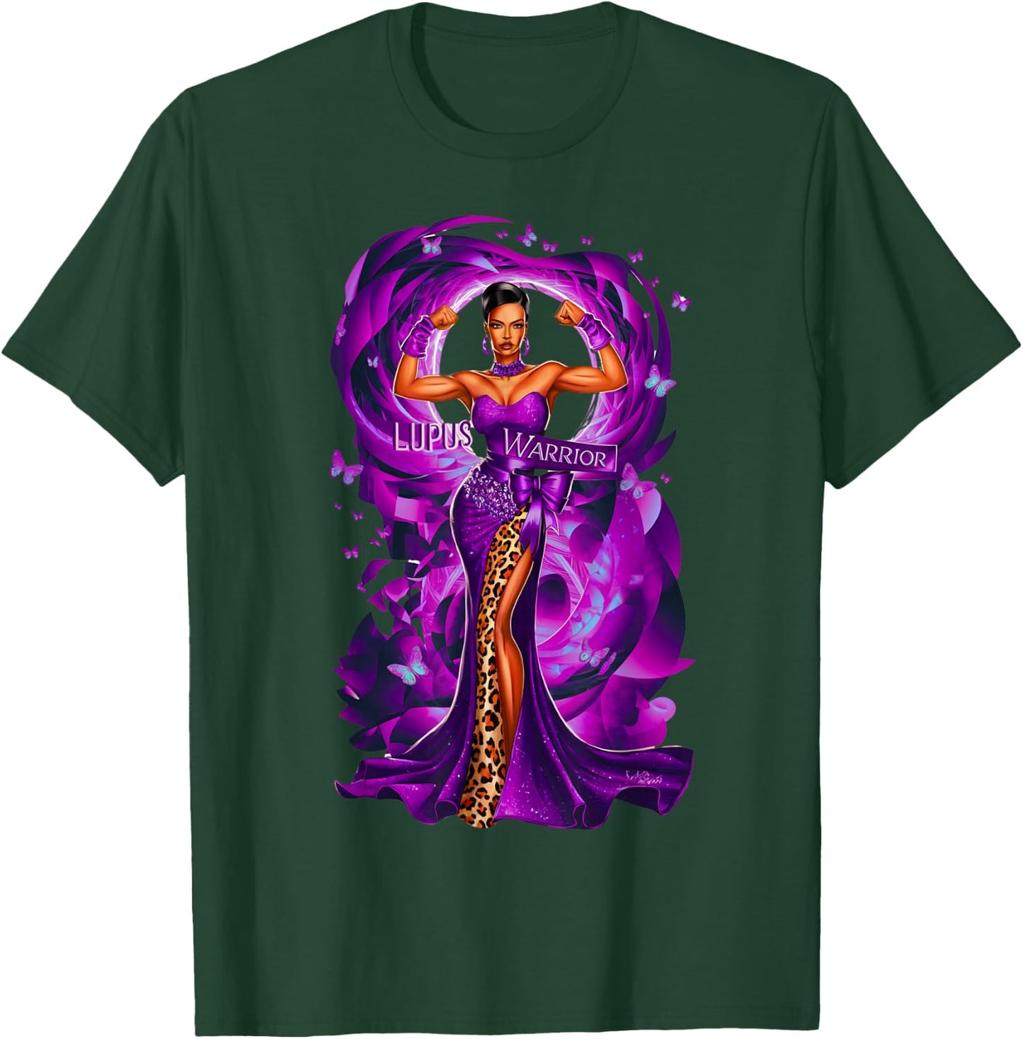 African American Black Woman Lupus Warrior Purple Ribbon Mom T-Shirt - T-Shirt | Forest