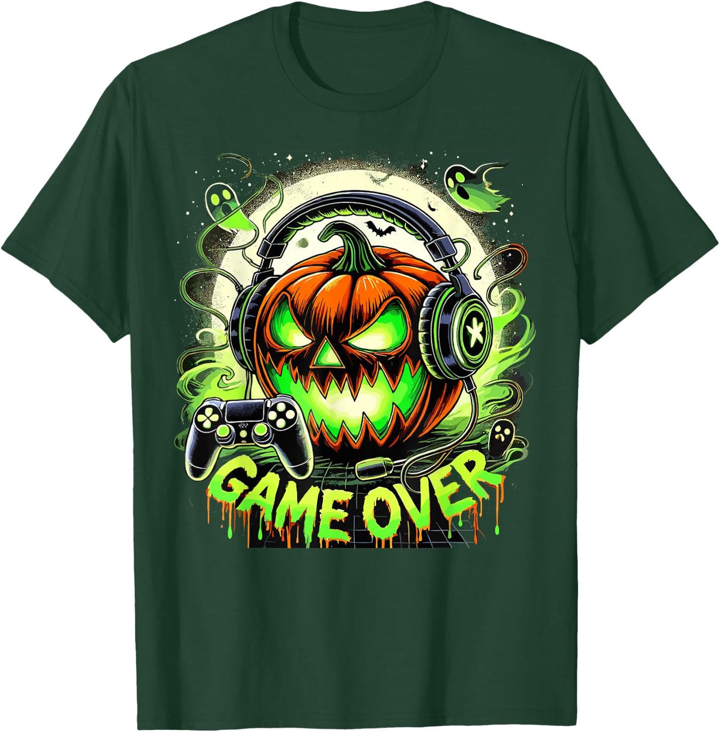 Halloween Jack O Lantern Game Over Gaming Gamer T-Shirt - T-Shirt | Forest
