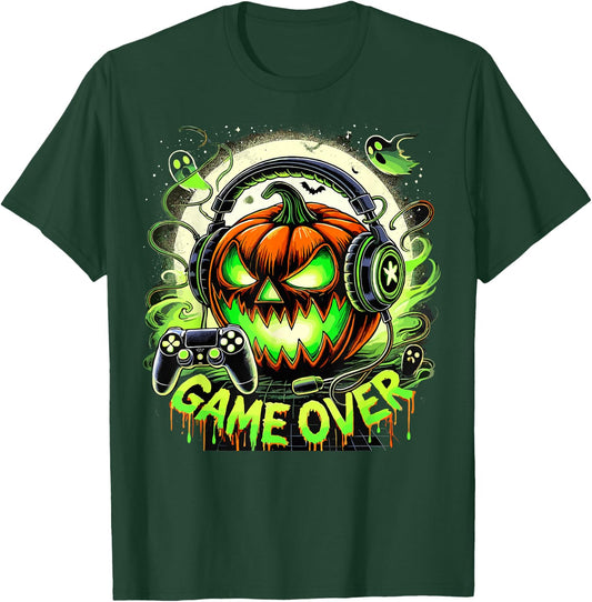Halloween Jack O Lantern Game Over Gaming Gamer T-Shirt - T-Shirt | Forest