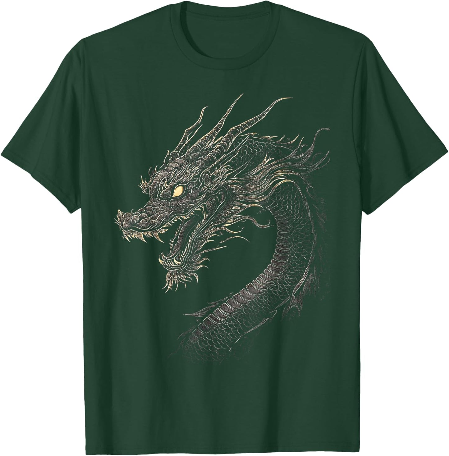 Black Dragon Motif Mythical Artwork Black Dragon T-Shirt - T-Shirt | Forest