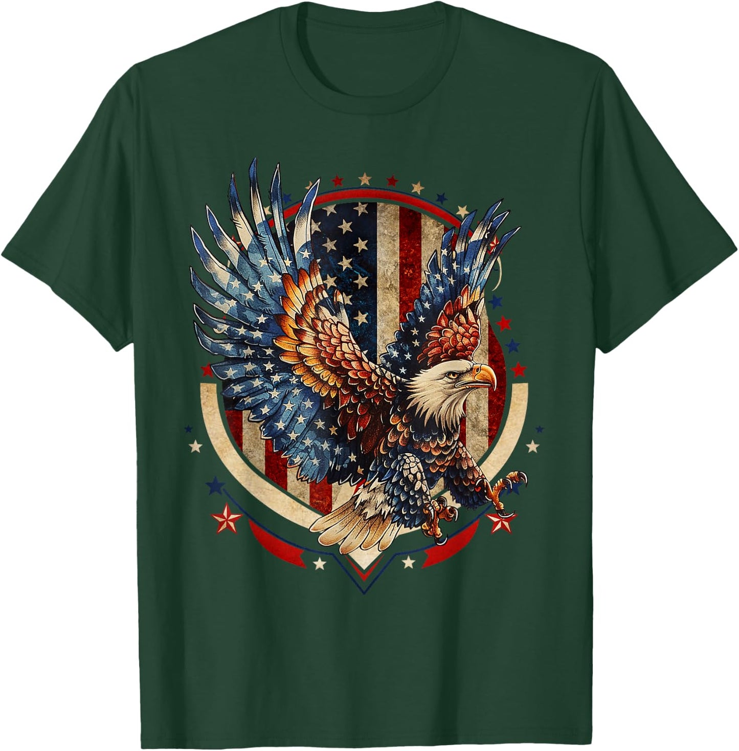 American Bald Eagle USA Flag Patriotic Eagle 4th of July T-Shirt - T-Shirt | Forest