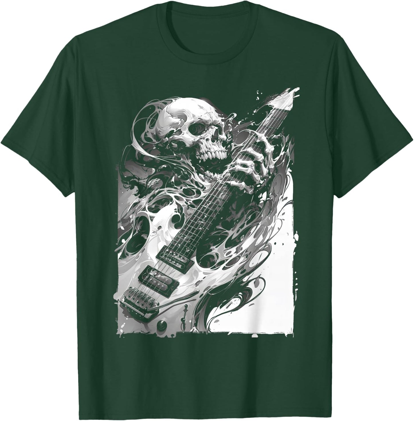 Skeleton playing guitar ,Rock Star Shredding Guitar T-Shirt - T-Shirt | Forest