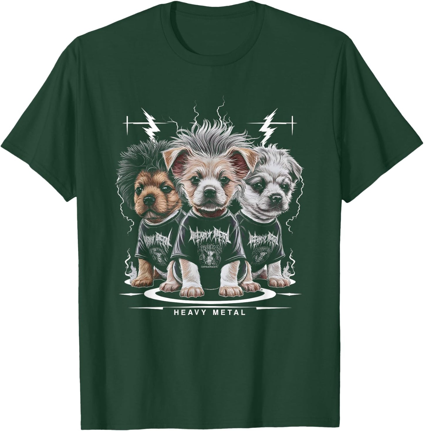 Puppy Heavy Metal Band - Funny Cute Puppy Dog Breed Lover Men Women Kids T-Shirt - T-Shirt | Forest