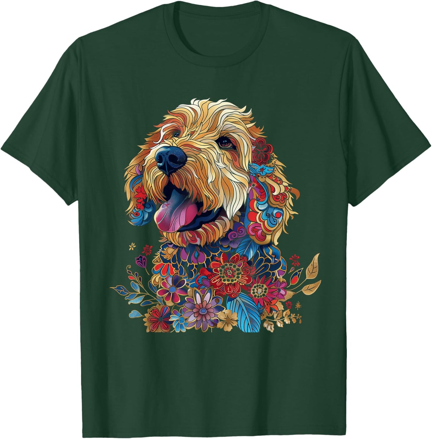Goldendoodle Dog Lover Vintage Flower Golden Doodle Mom Dad T-Shirt - T-Shirt | Forest