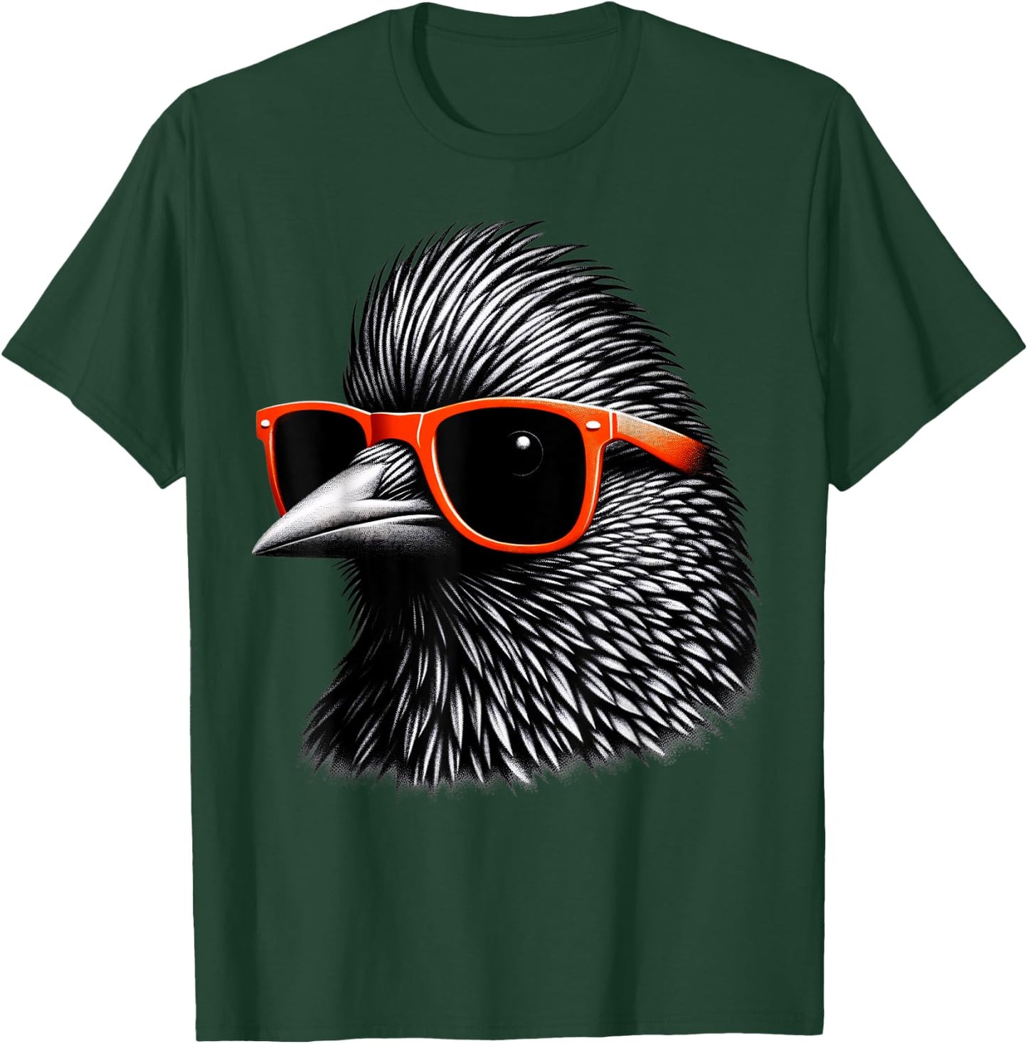 Cool Starling Bird Wearing Sunglasses Graphic Art T-Shirt - T-Shirt | Forest