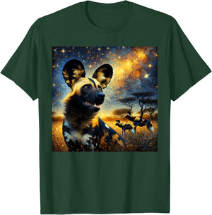 African Wild Dog Starry Night African Wild Dog T-Shirt - T-Shirt | Forest