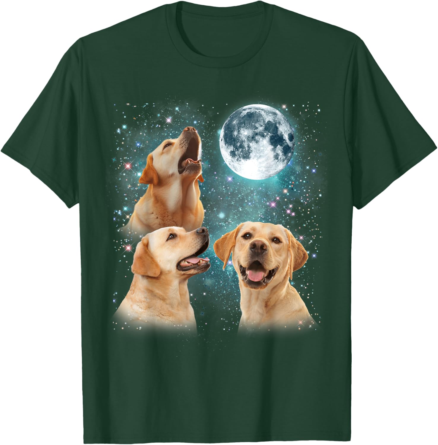 3 Labrador Moon Howling Lab Head Funny Gifts Women T-Shirt - T-Shirt | Forest