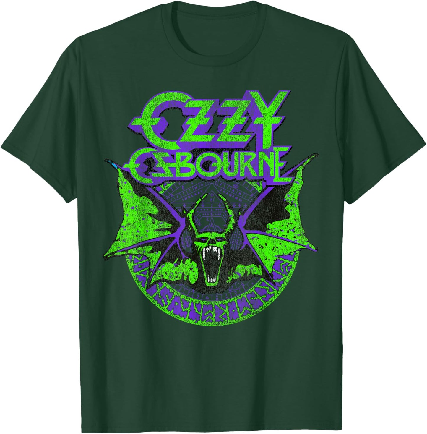 Ozzy Osbourne Bat Circle Neon V2 T-Shirt - T-Shirt | Forest