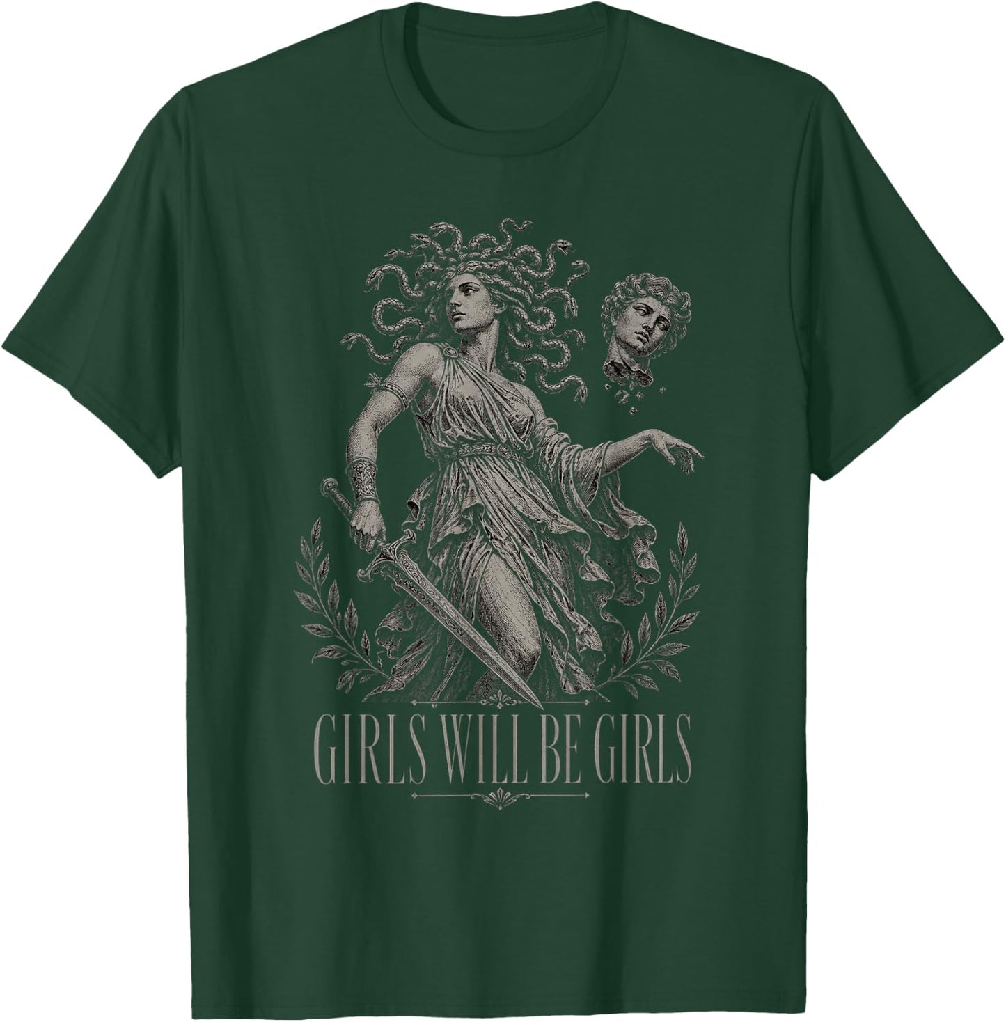 Girl Will Be Girls Medusa Feminist Witch Monster Halloween T-Shirt - T-Shirt | Forest