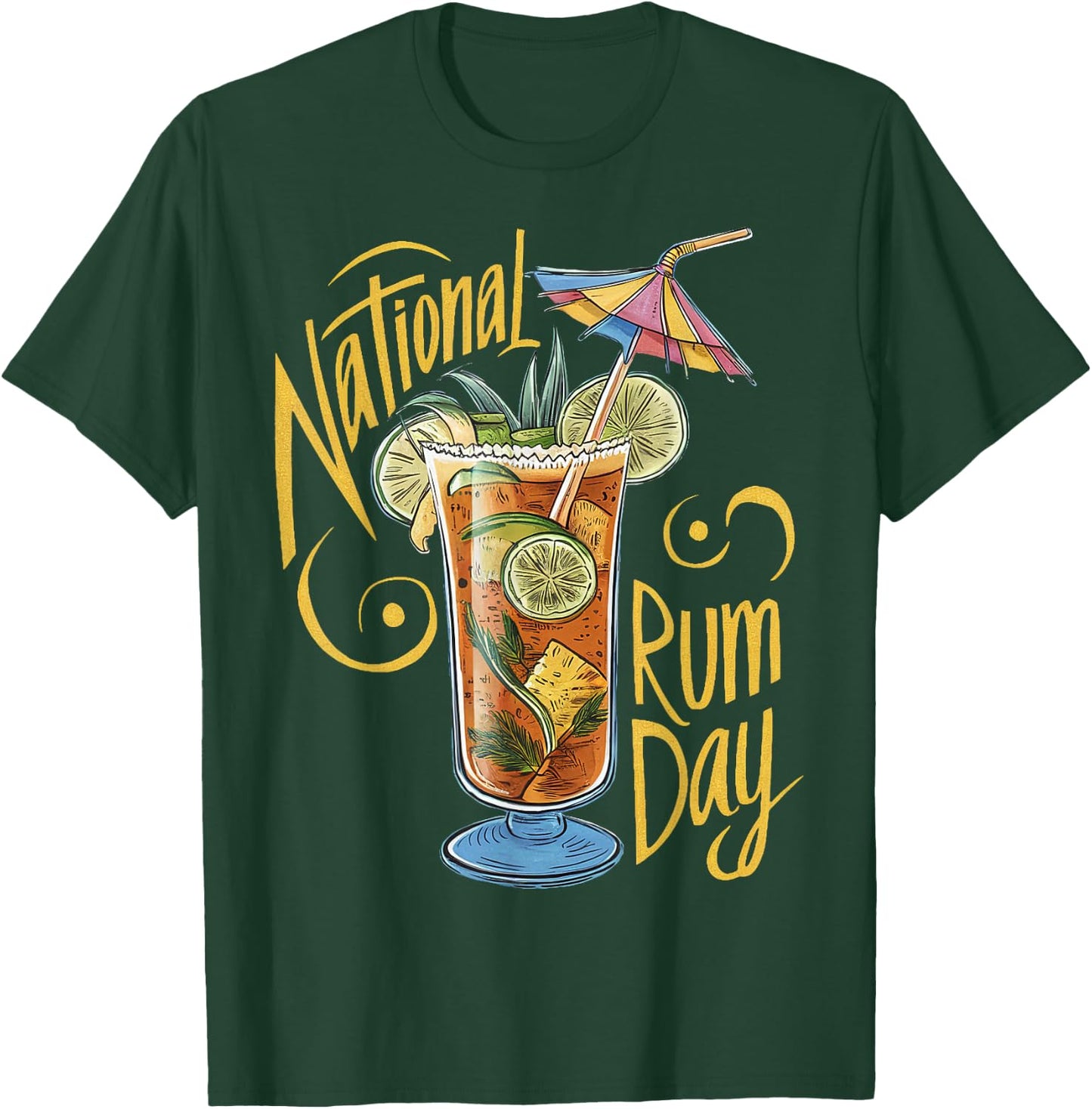 National Rum Day Celebration Tropical Cocktail Lover T-Shirt - T-Shirt | Forest
