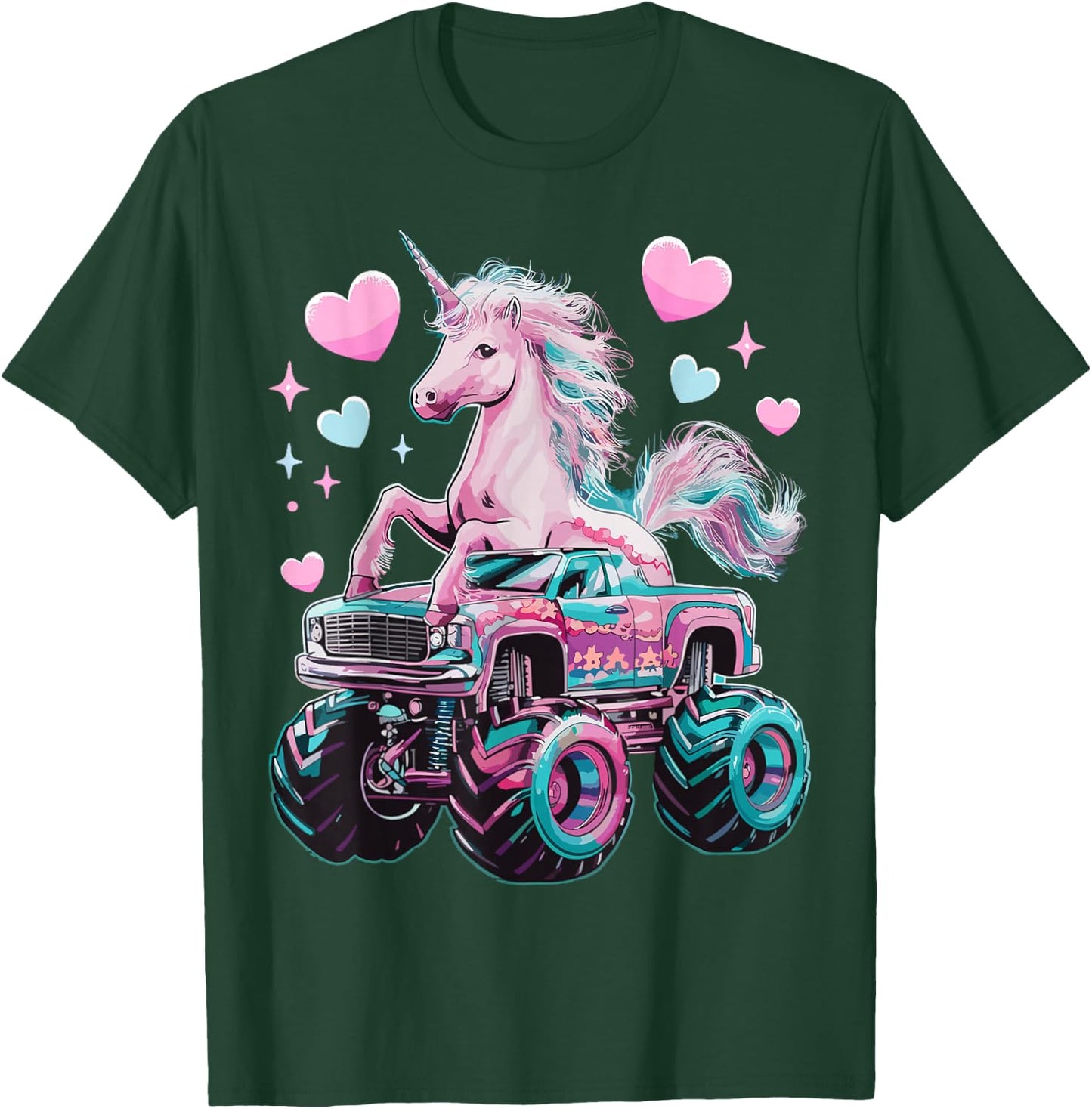 Monster Truck Unicorn Girl Birthday Party Monster Truck T-Shirt - T-Shirt | Forest