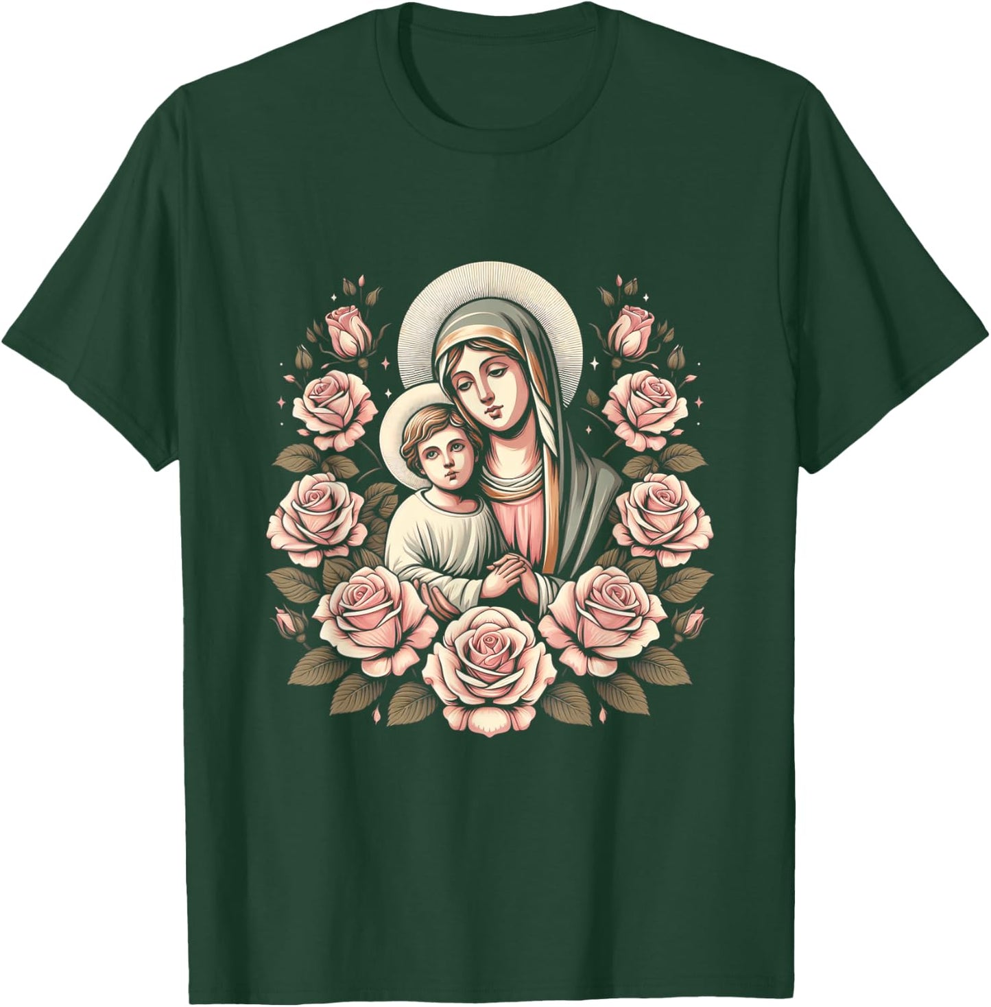 Our Lady of Good Blessed Mother Mary Christian Art T-Shirt - T-Shirt | Forest