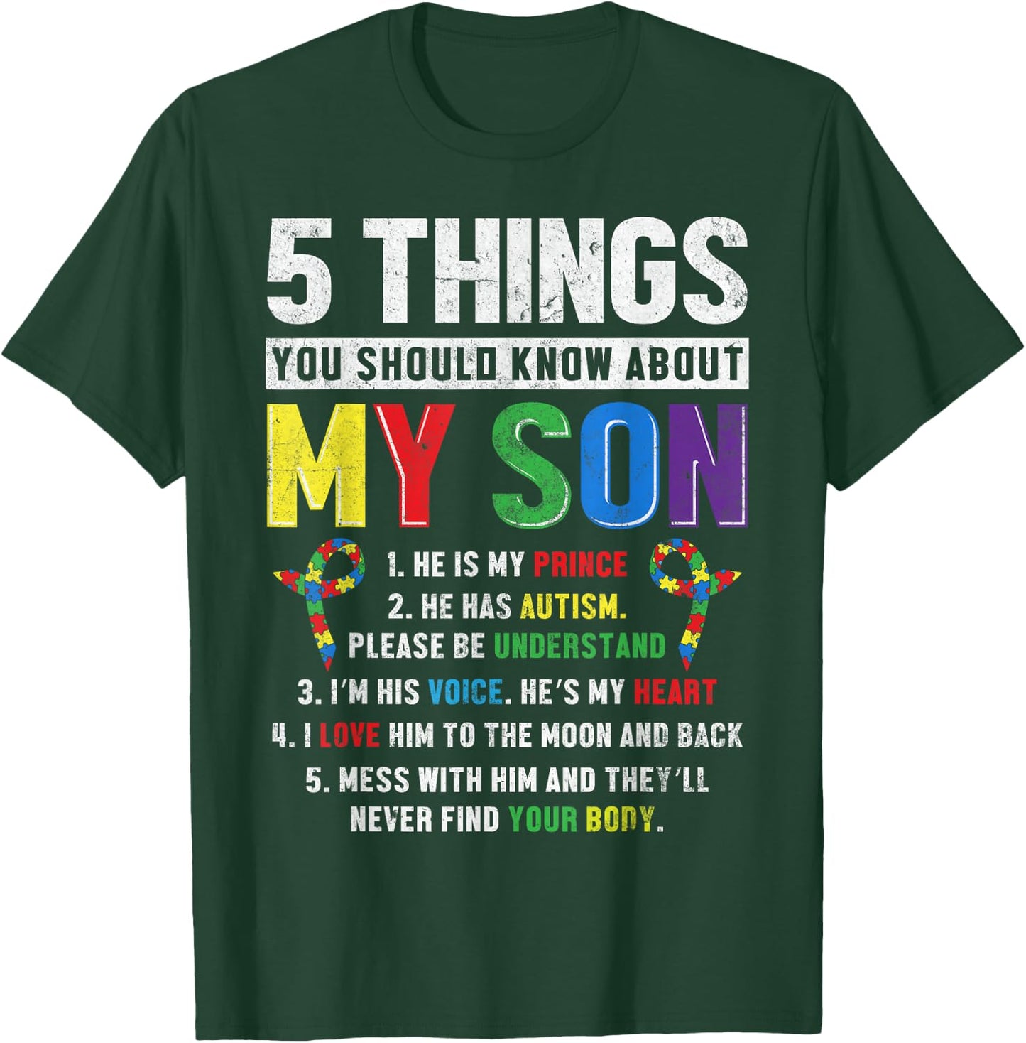 Autism Awareness Support Autistic Child Son Kids for Mom Dad T-Shirt - T-Shirt | Forest