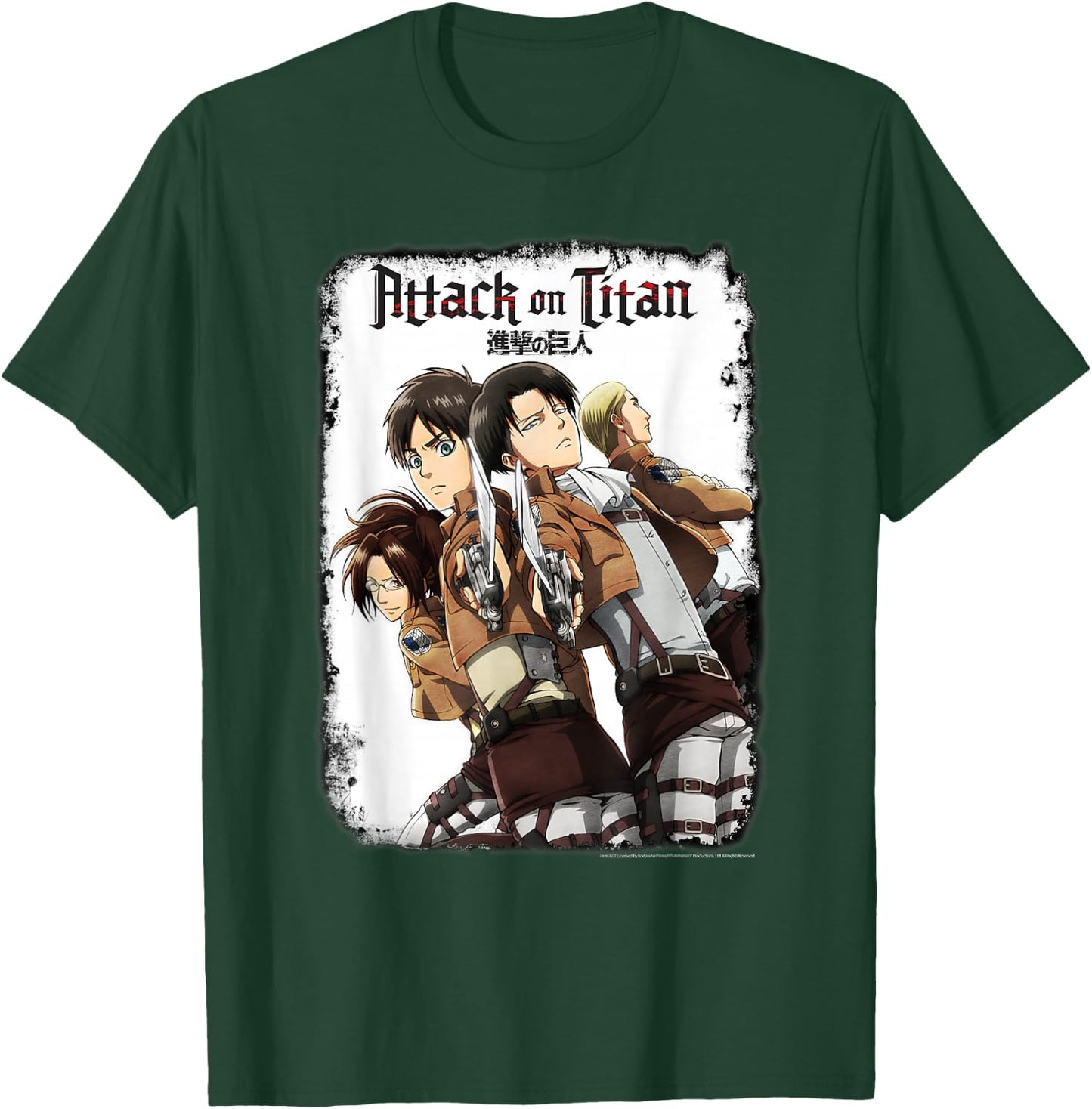Attack on Titan Group Portrait with Swords and Logo Anime T-Shirt - T-Shirt | Forest