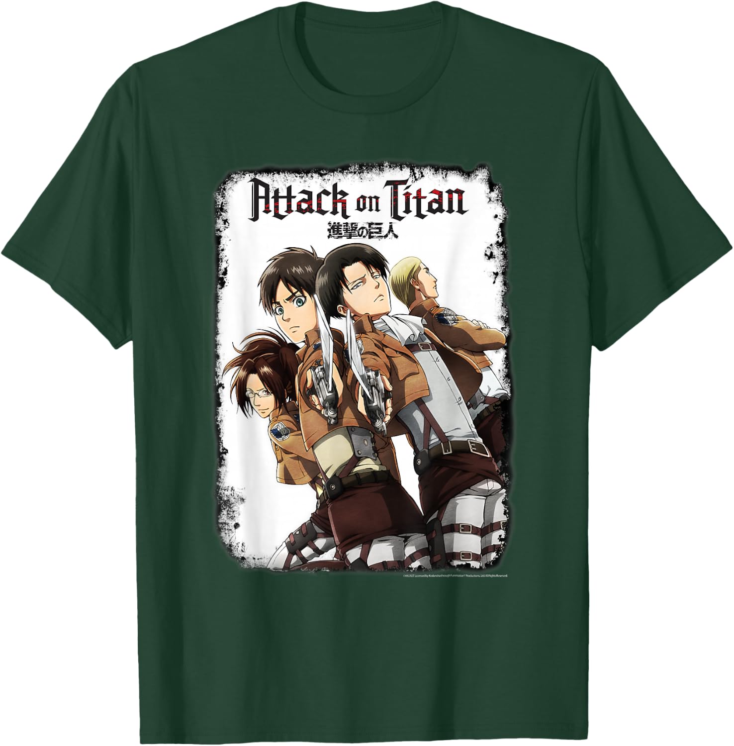 Attack on Titan Group Portrait with Swords and Logo Anime T-Shirt - T-Shirt | Forest