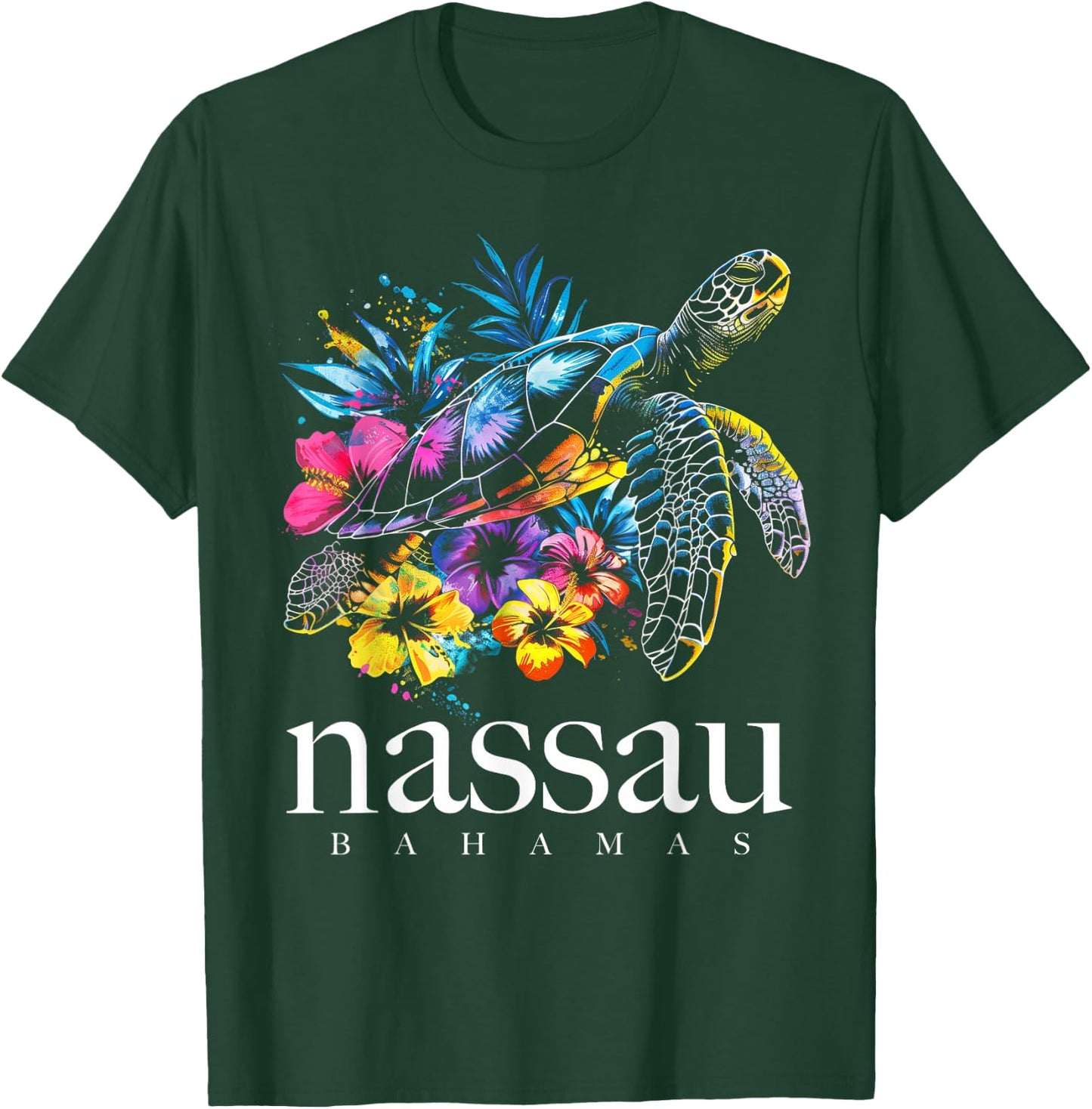 Nassau Bahamas Sea Turtle Diving Surfer Souvenir T-Shirt - T-Shirt | Forest