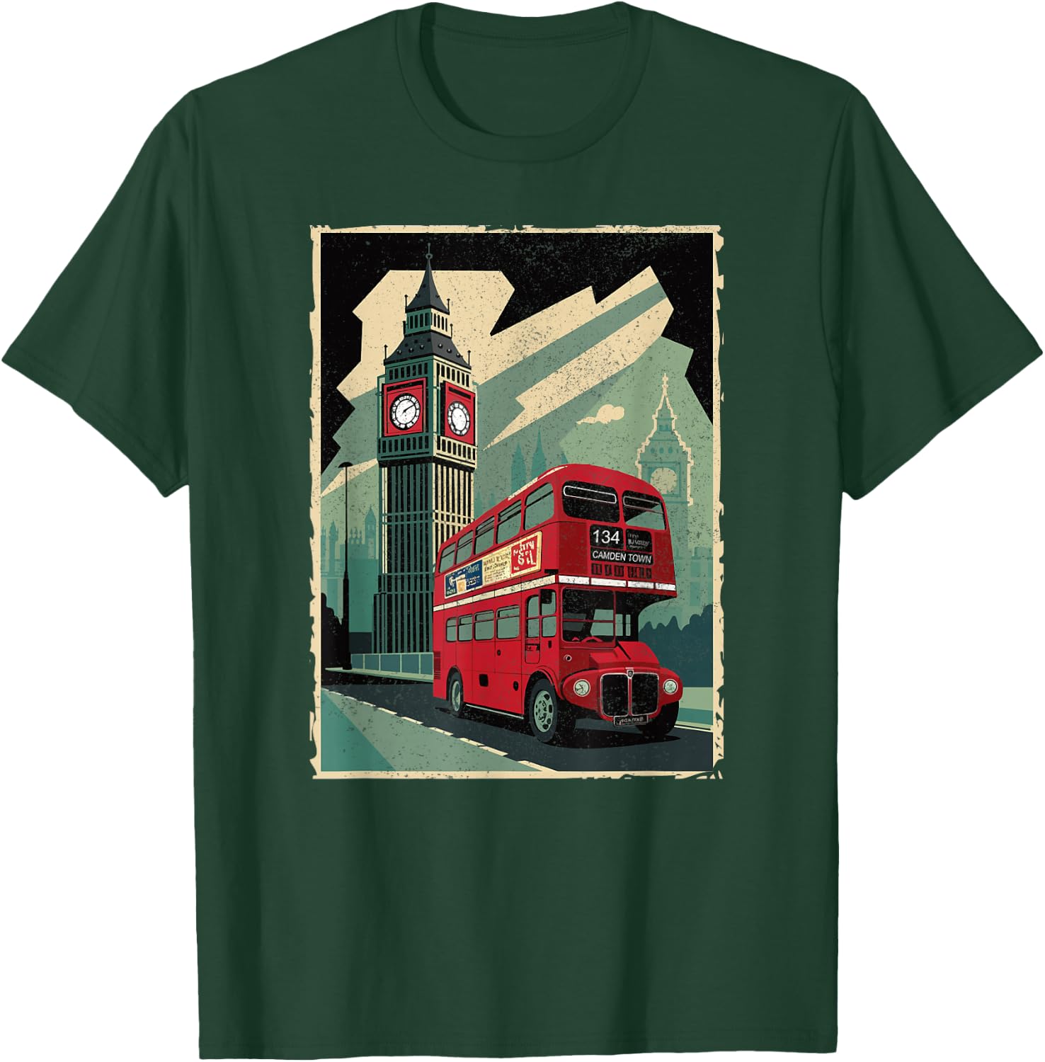 Vintage Travel Posters London Double-Decker Bus T-Shirt - T-Shirt | Forest
