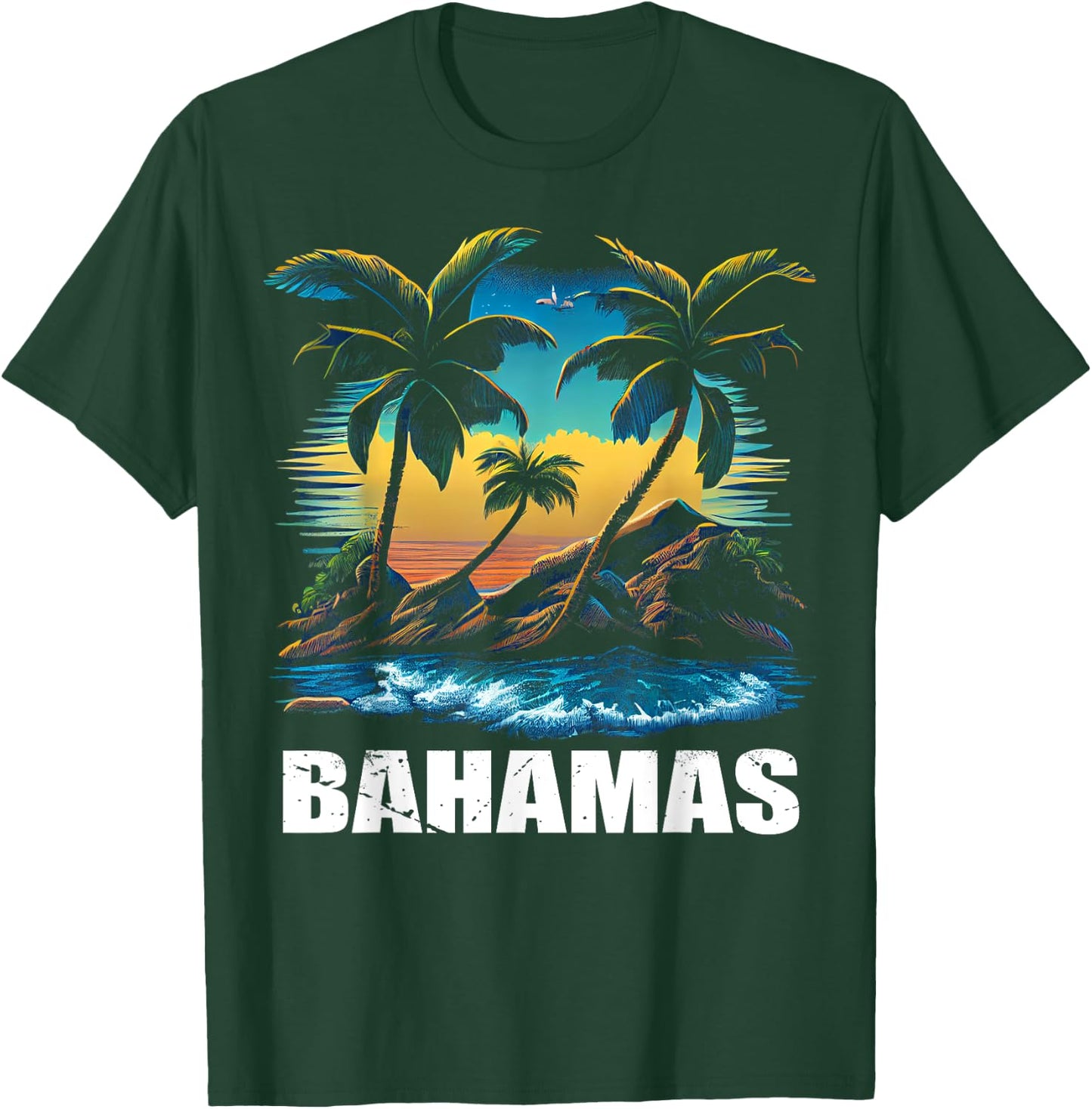 Retro Bahamas Sunset Vintage Vacation Souvenir T-Shirt - T-Shirt | Forest
