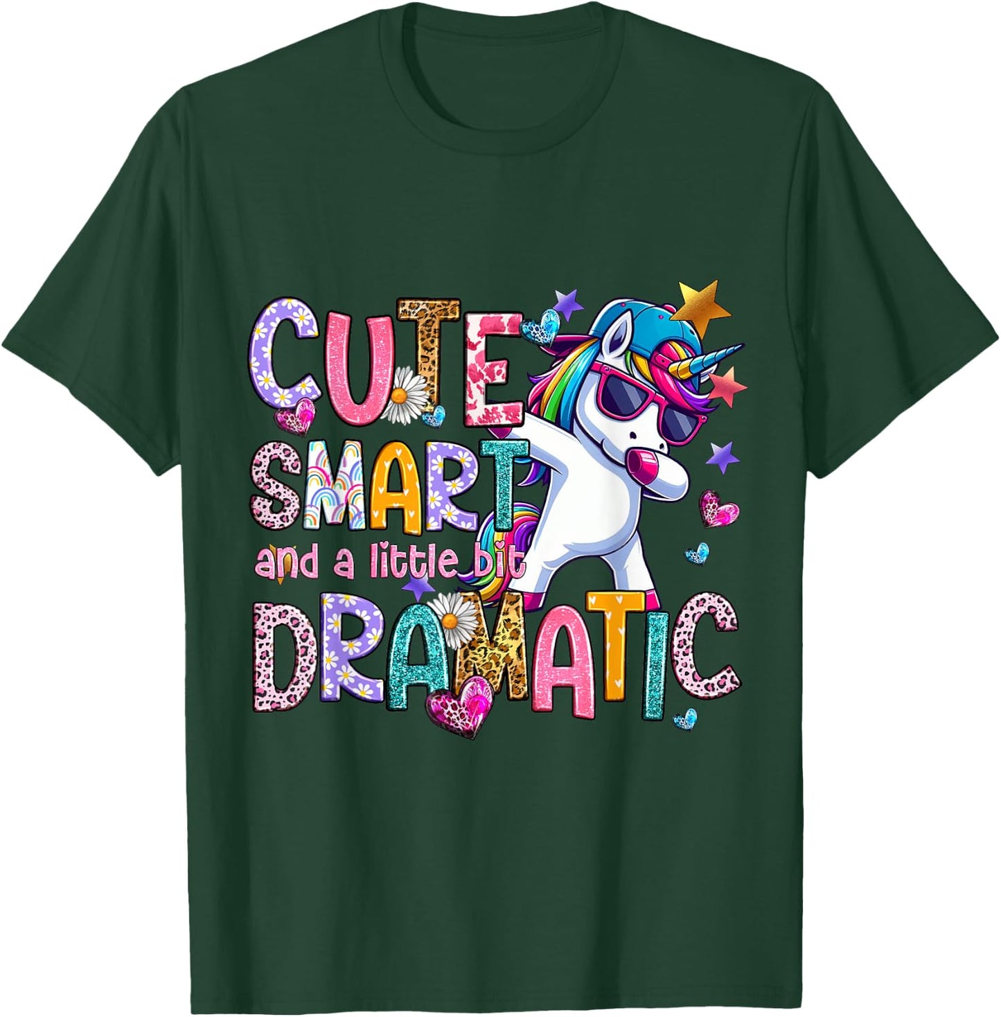 Cute Smart And A Little Bit Dramatic Funny Unicorn Kid Girls T-Shirt - T-Shirt | Forest