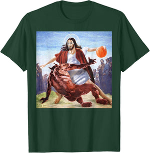 Funny Jesus Crossing Up The Devil Christian Religious T-Shirt - T-Shirt | Forest