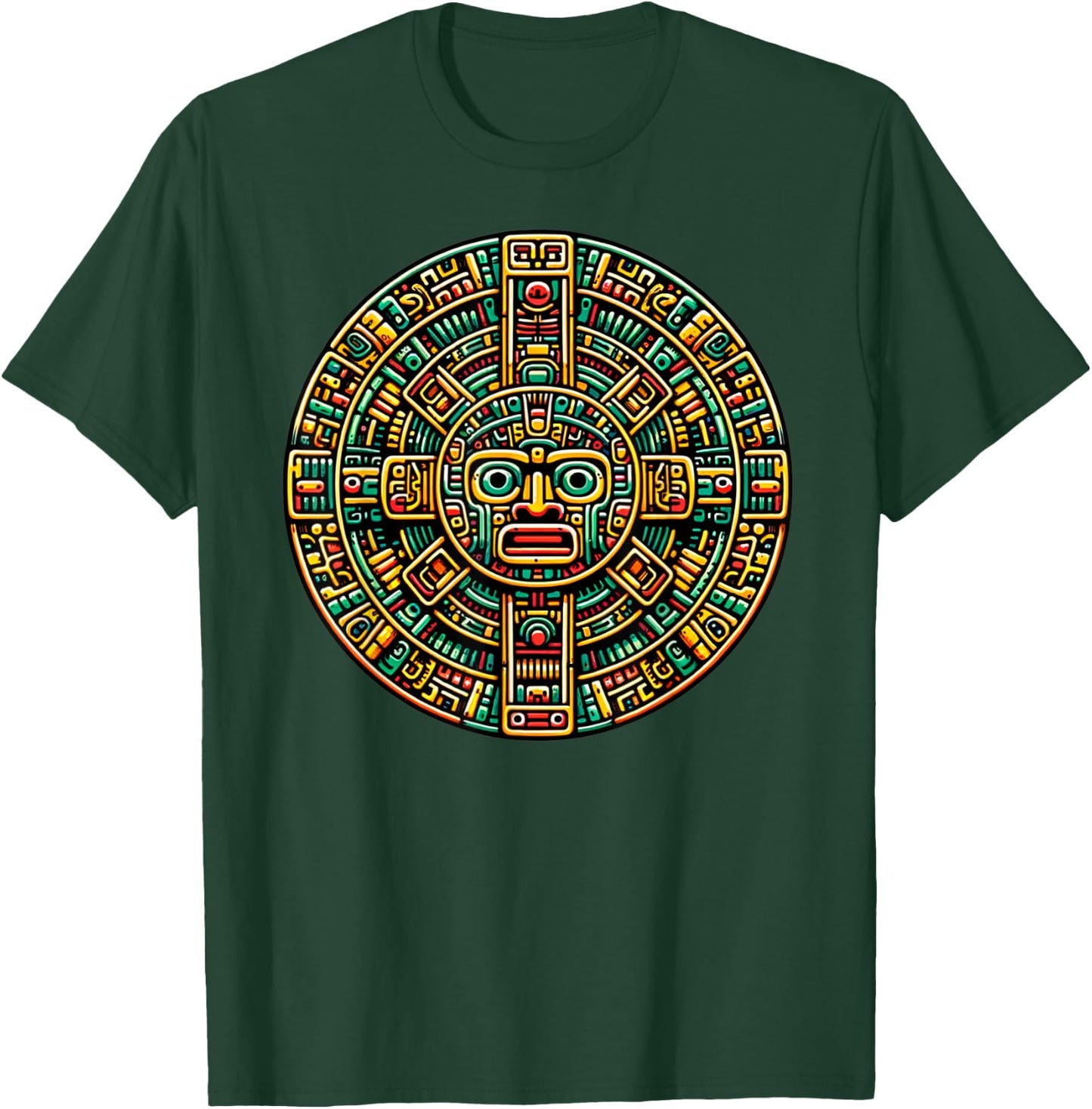 Aztec Calendar And Hispanic Mayan Heritage T-Shirt - T-Shirt | Forest