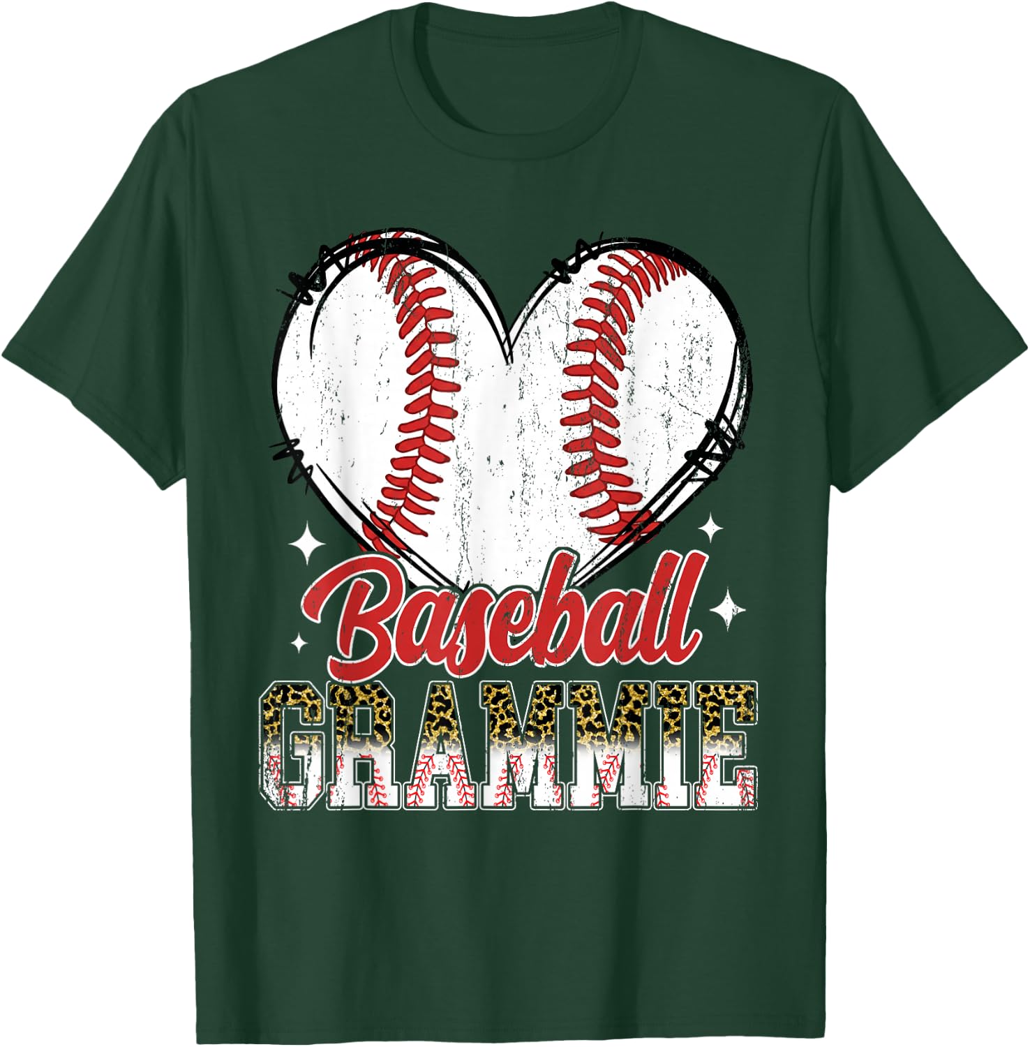 Baseball Grammie Heart Baseball Player Lover T-Shirt - T-Shirt | Forest