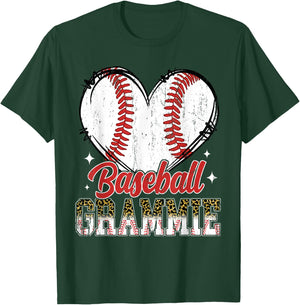 Baseball Grammie Heart Baseball Player Lover T-Shirt - T-Shirt | Forest